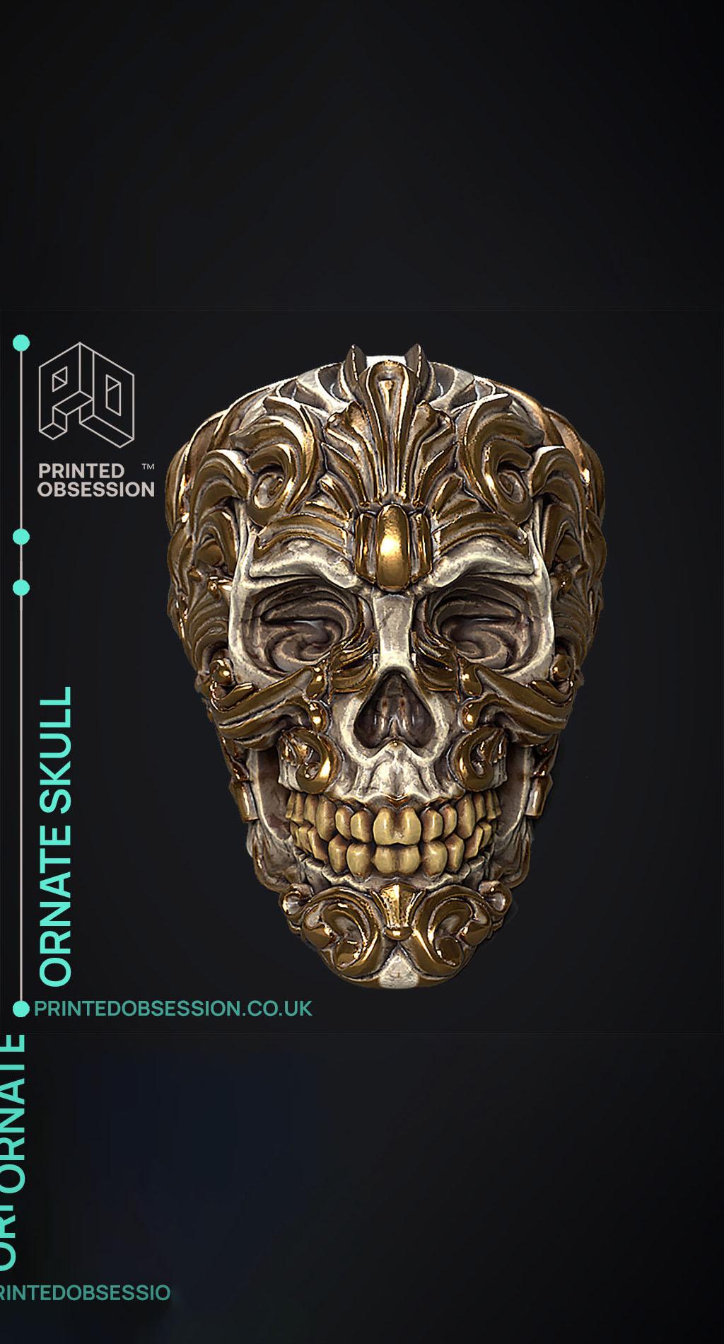 Ornate Skull - Rococo Scroll - Decoration 3d model