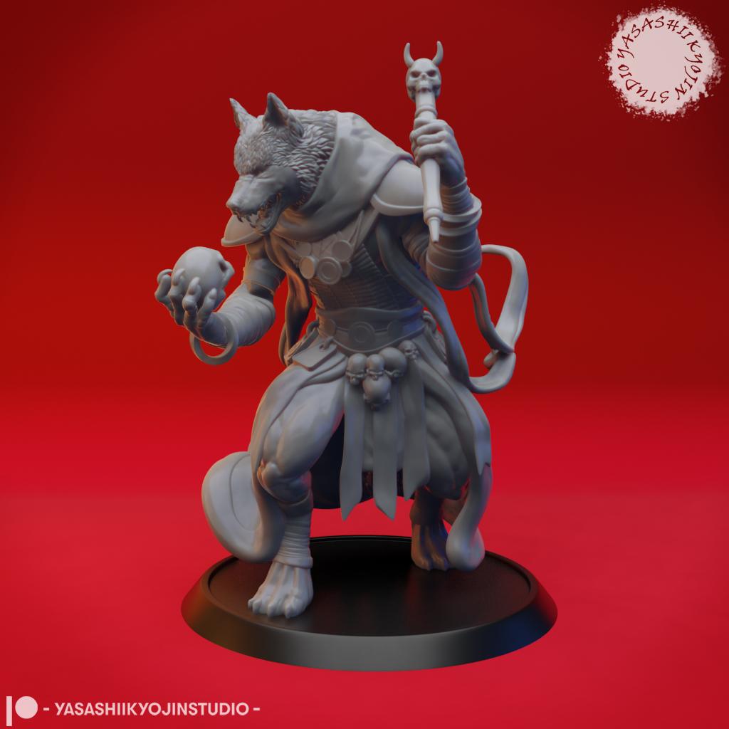 Coyote Necromancer - Tabletop Miniature (Pre-Supported) 3d model