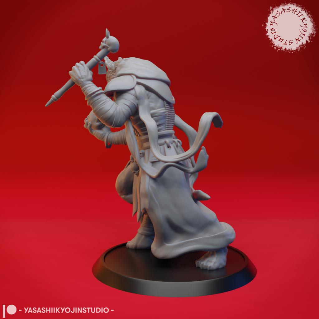 Coyote Necromancer - Tabletop Miniature (Pre-Supported) 3d model