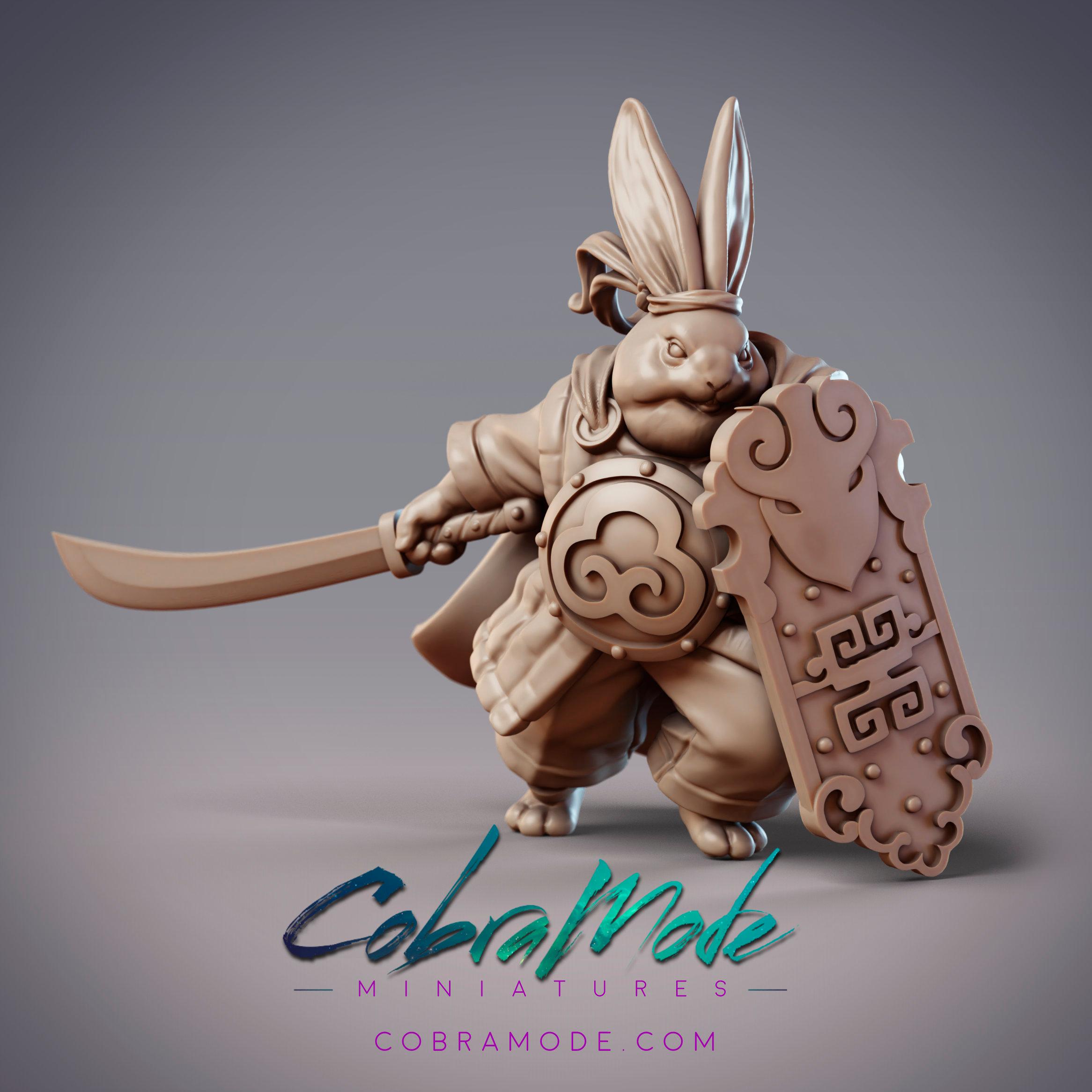 Rabbitfolk Knight - Fierce Flame, Guanghan Warrior (Pre-supported) 3d model