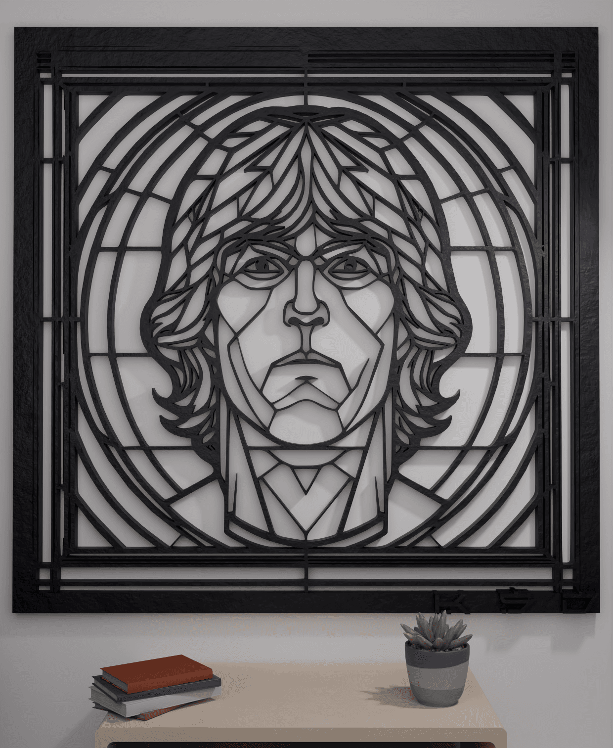 John Lennon - Tribute to The Beatles - Geometric Wall Art in Stained Glass Style 3d model