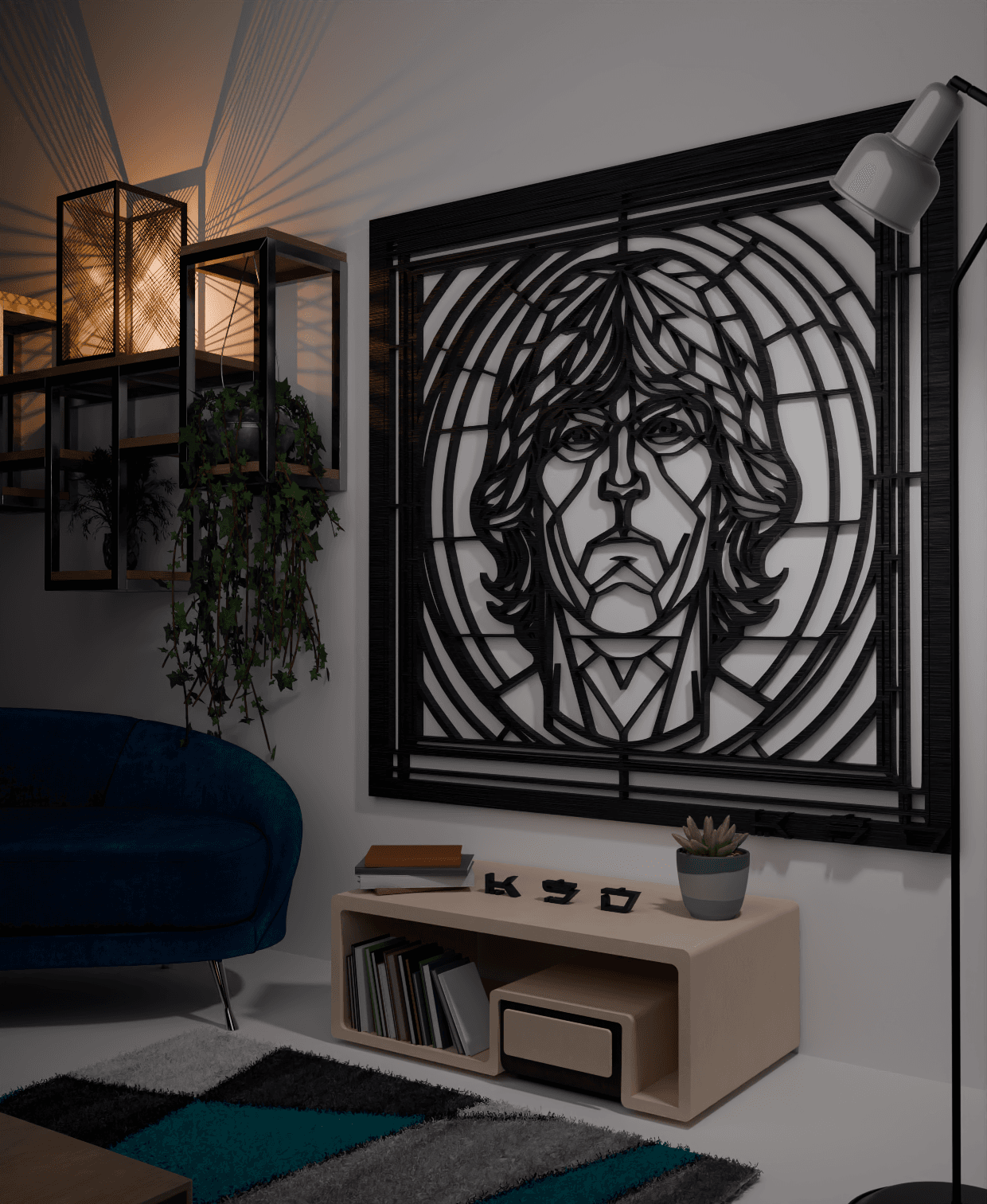 John Lennon - Tribute to The Beatles - Geometric Wall Art in Stained Glass Style 3d model