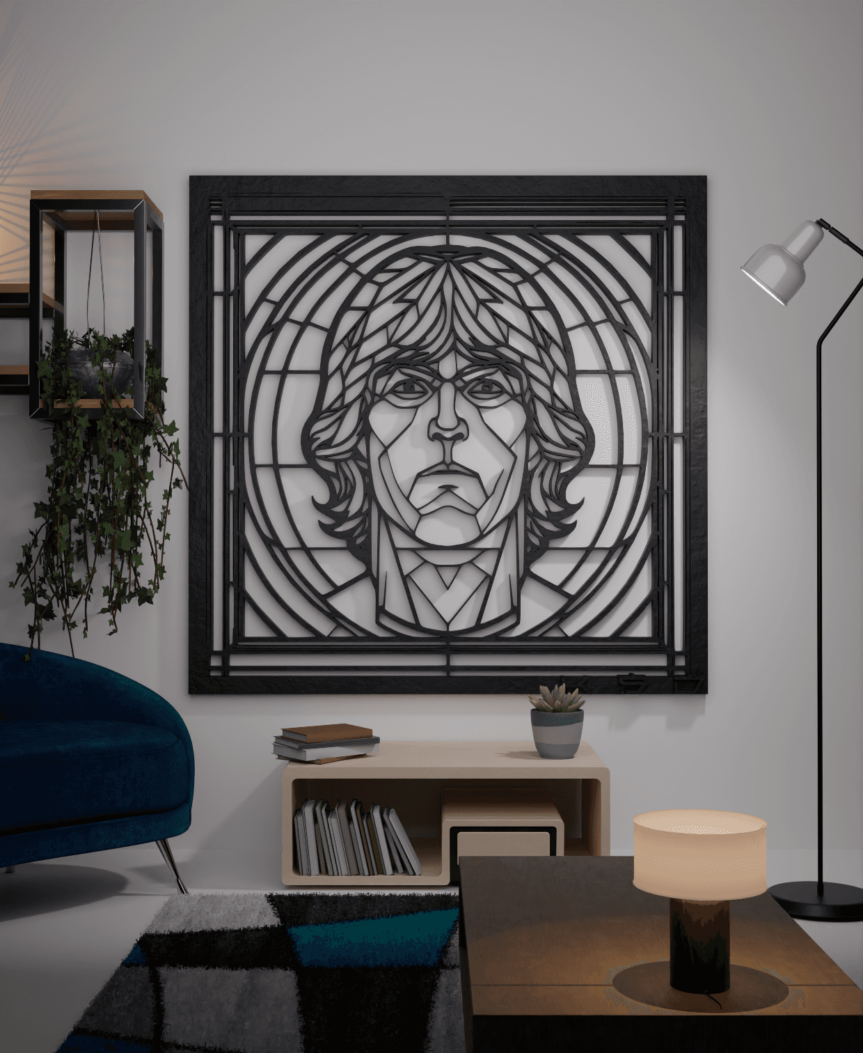 John Lennon - Tribute to The Beatles - Geometric Wall Art in Stained Glass Style 3d model