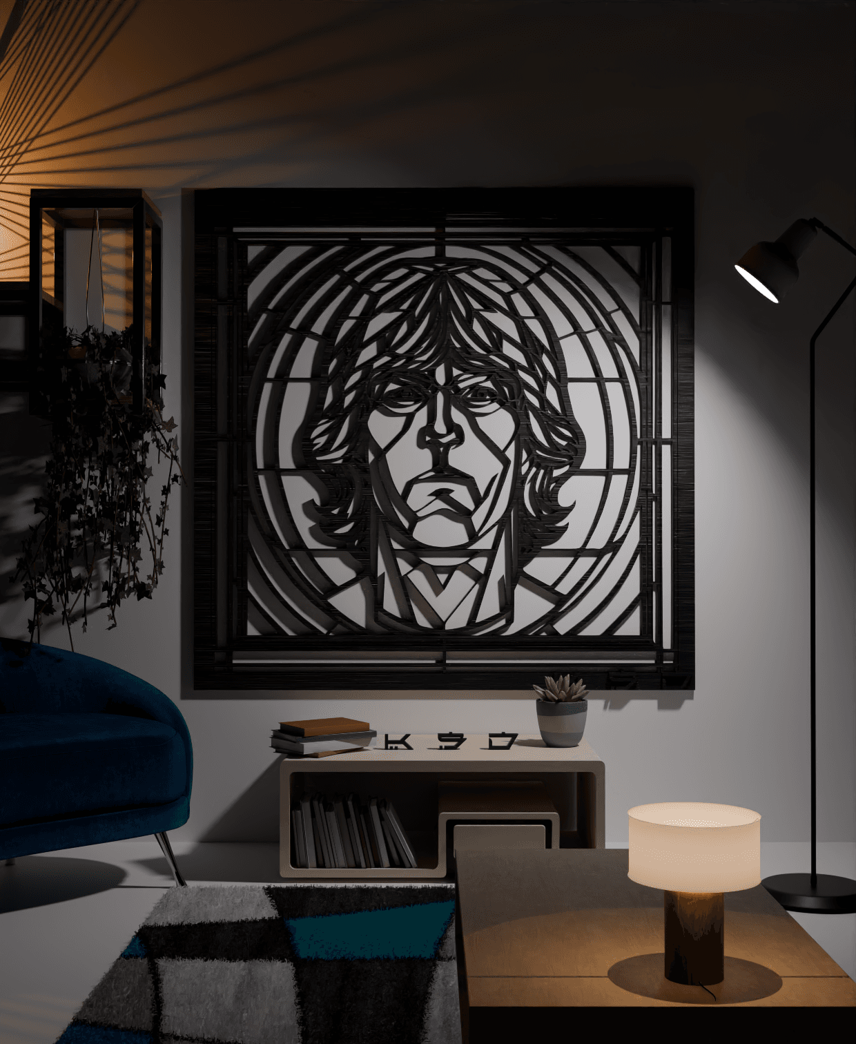 John Lennon - Tribute to The Beatles - Geometric Wall Art in Stained Glass Style 3d model