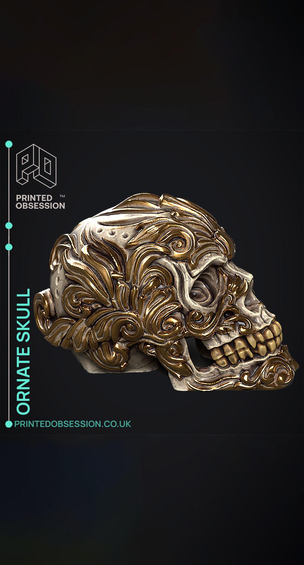 Ornate Skull - Rococo Scroll - Decoration 3d model