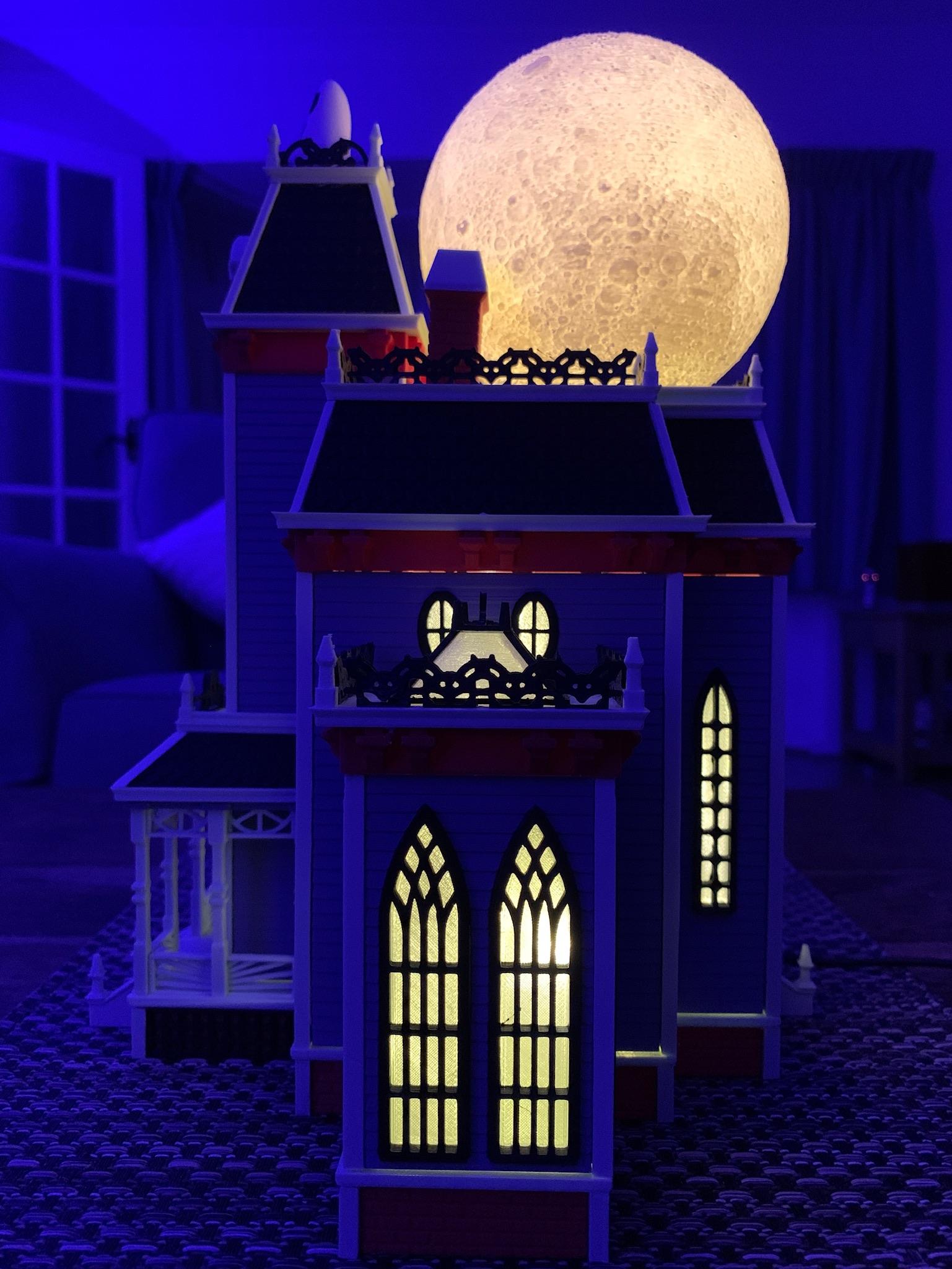 Haunted House w/ 3D Moon 3d model