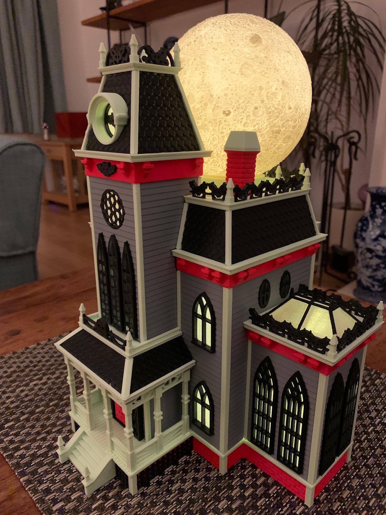 Haunted House w/ 3D Moon 3d model