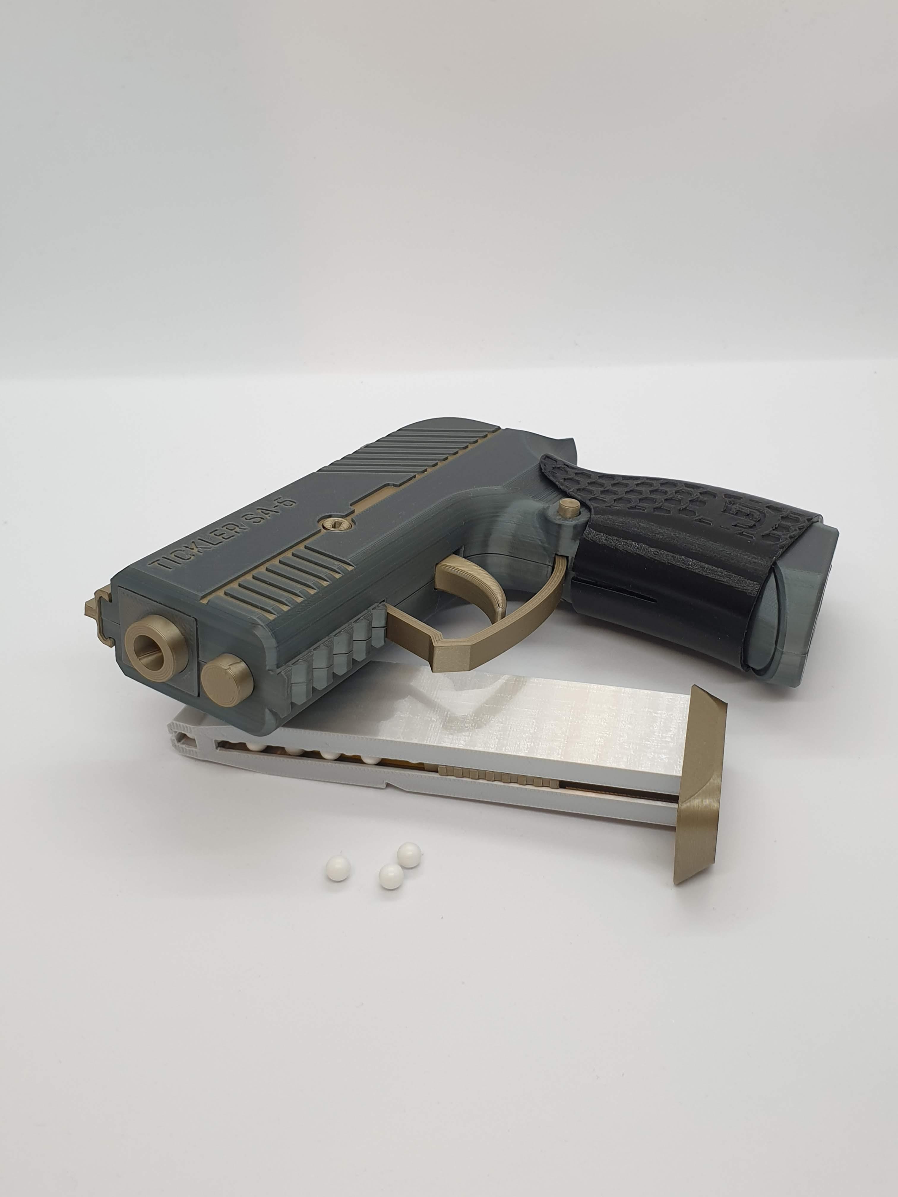 Tickler SA-6 — Fully 3D-printable semi-automatic airsoft pistol 3d model