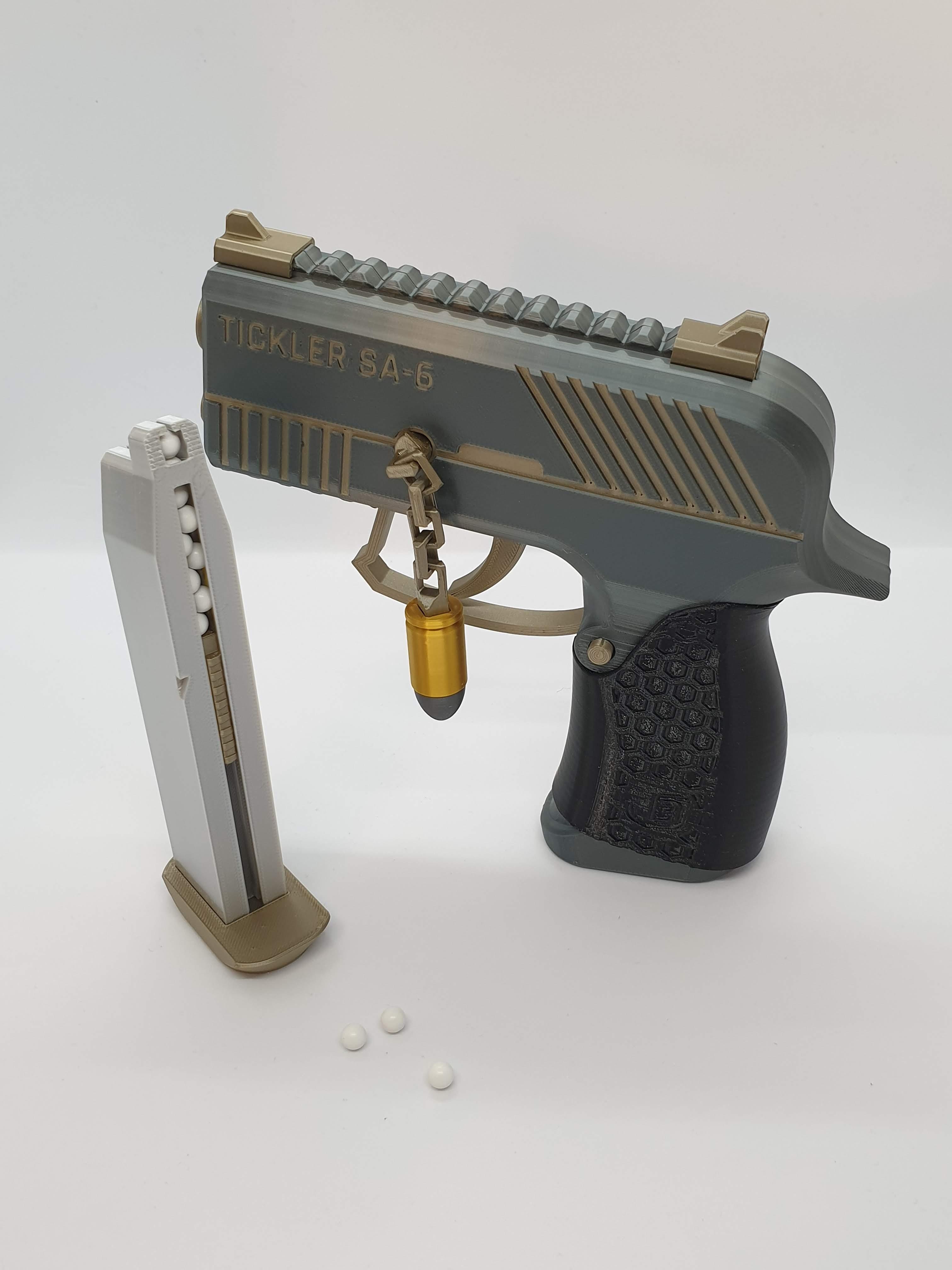 Tickler SA-6 — Fully 3D-printable semi-automatic airsoft pistol 3d model