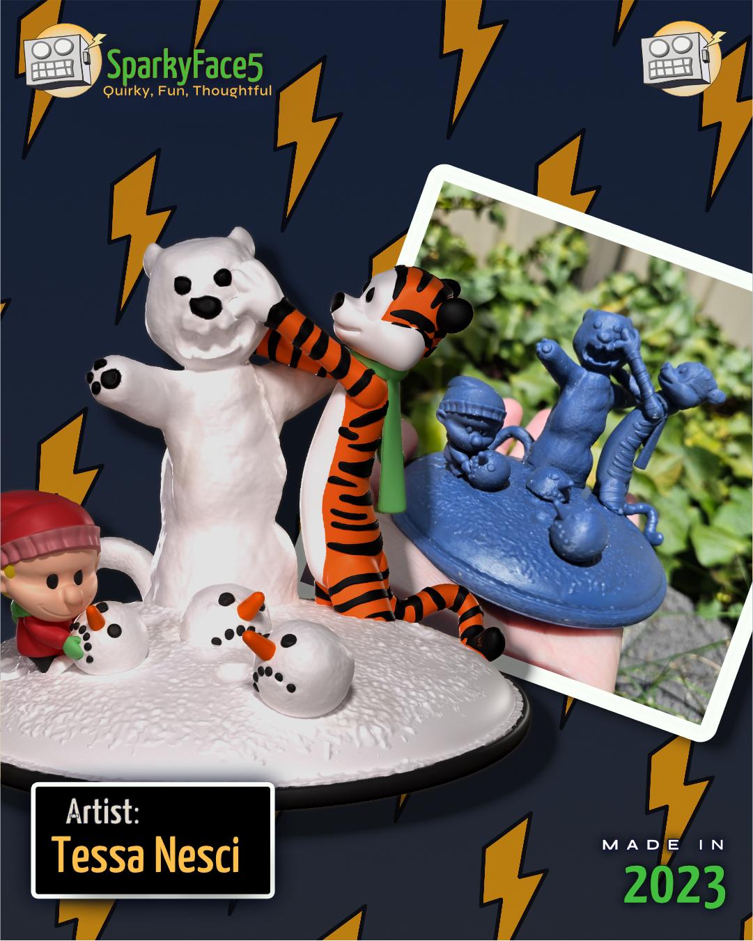 Calvin Hobbes Snow Scene 3d model