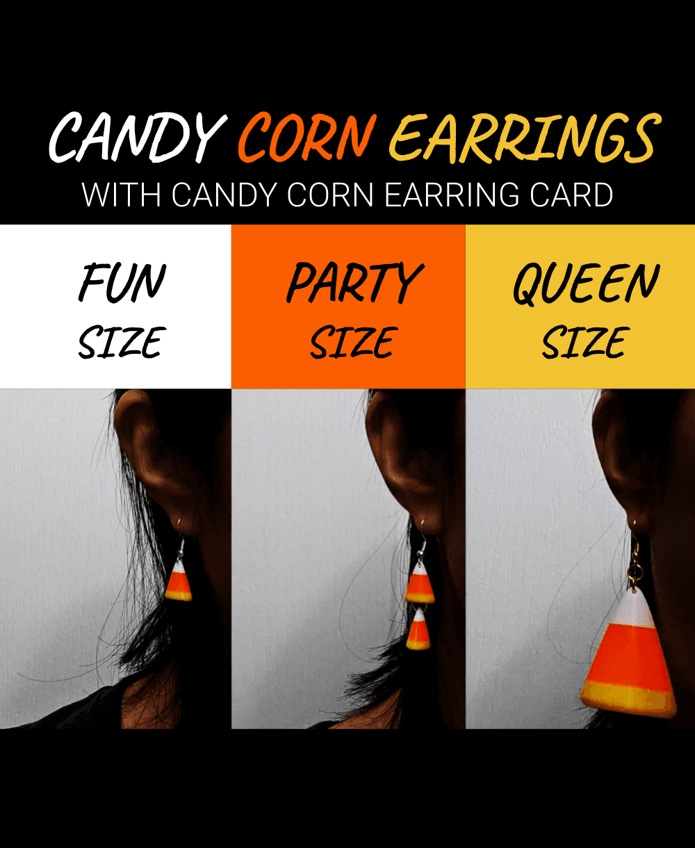 Candy Corn Earrings | Fun Size & Queen Size | Design your own Halloween earrings | HalloweenWearable 3d model