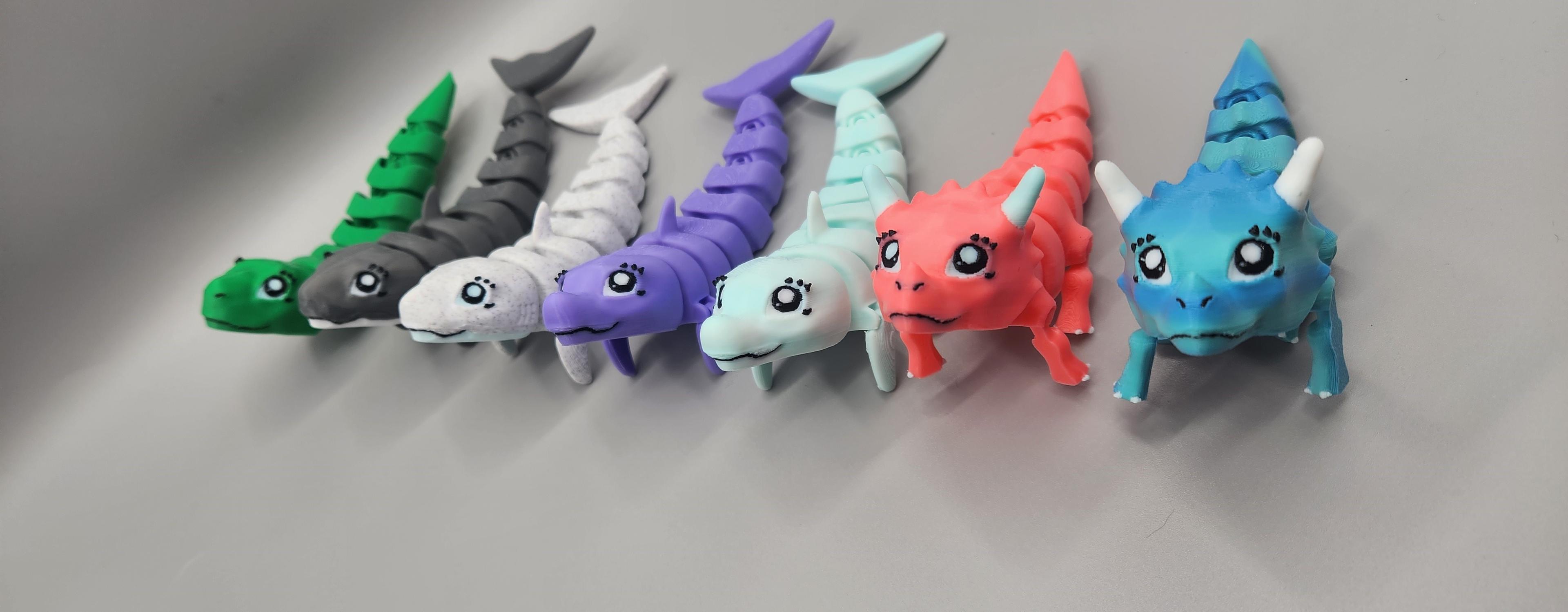 FLEXI FIDGET DESKTOP GUARDIANS TRICERATOPS, SHARK & DOLPHIN 3d model