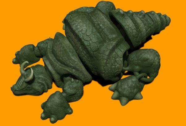 Tubbums the articulated lizard - Print in place 3d model