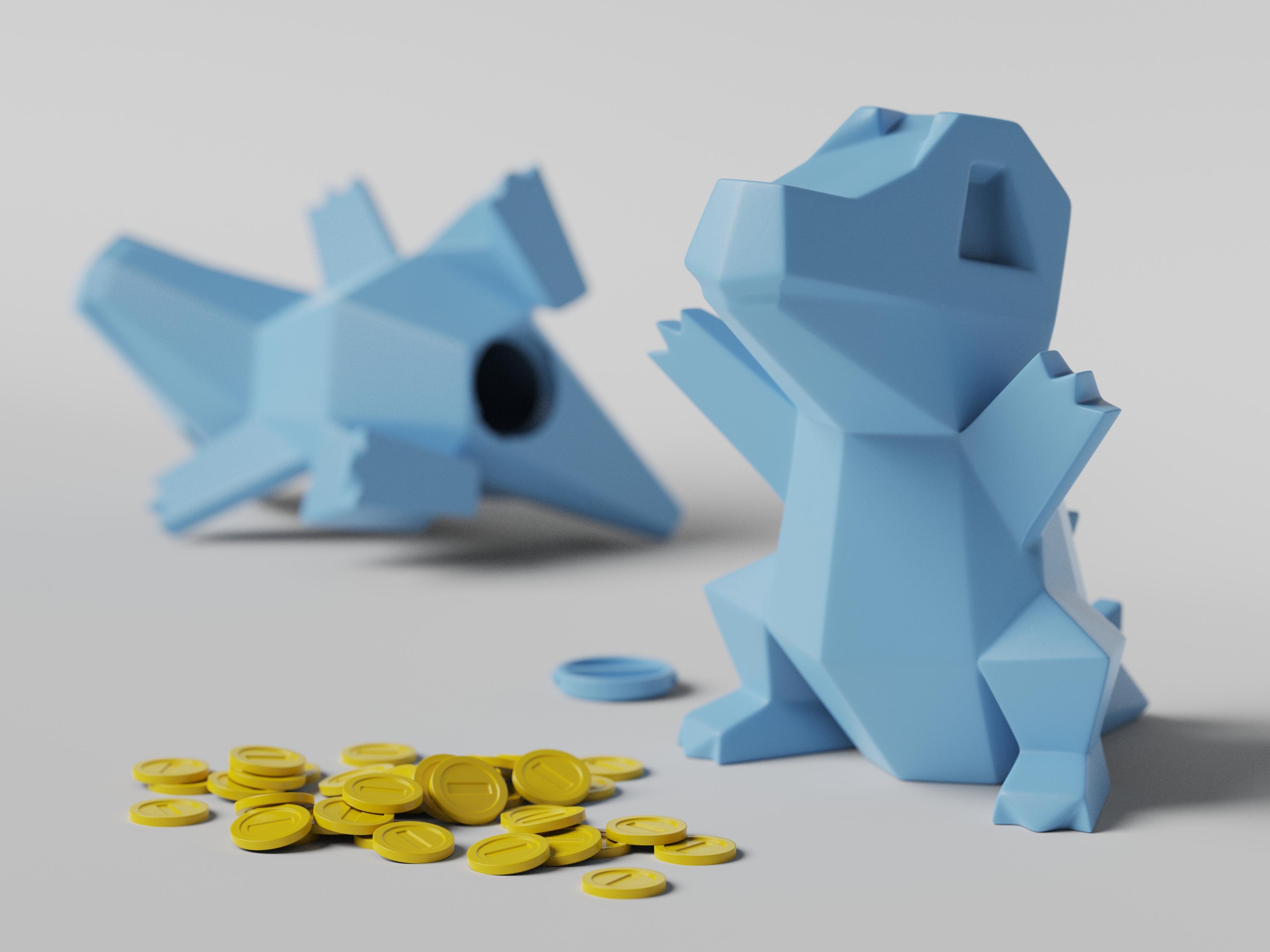 Low-poly Totodile - Piggy Bank 3d model