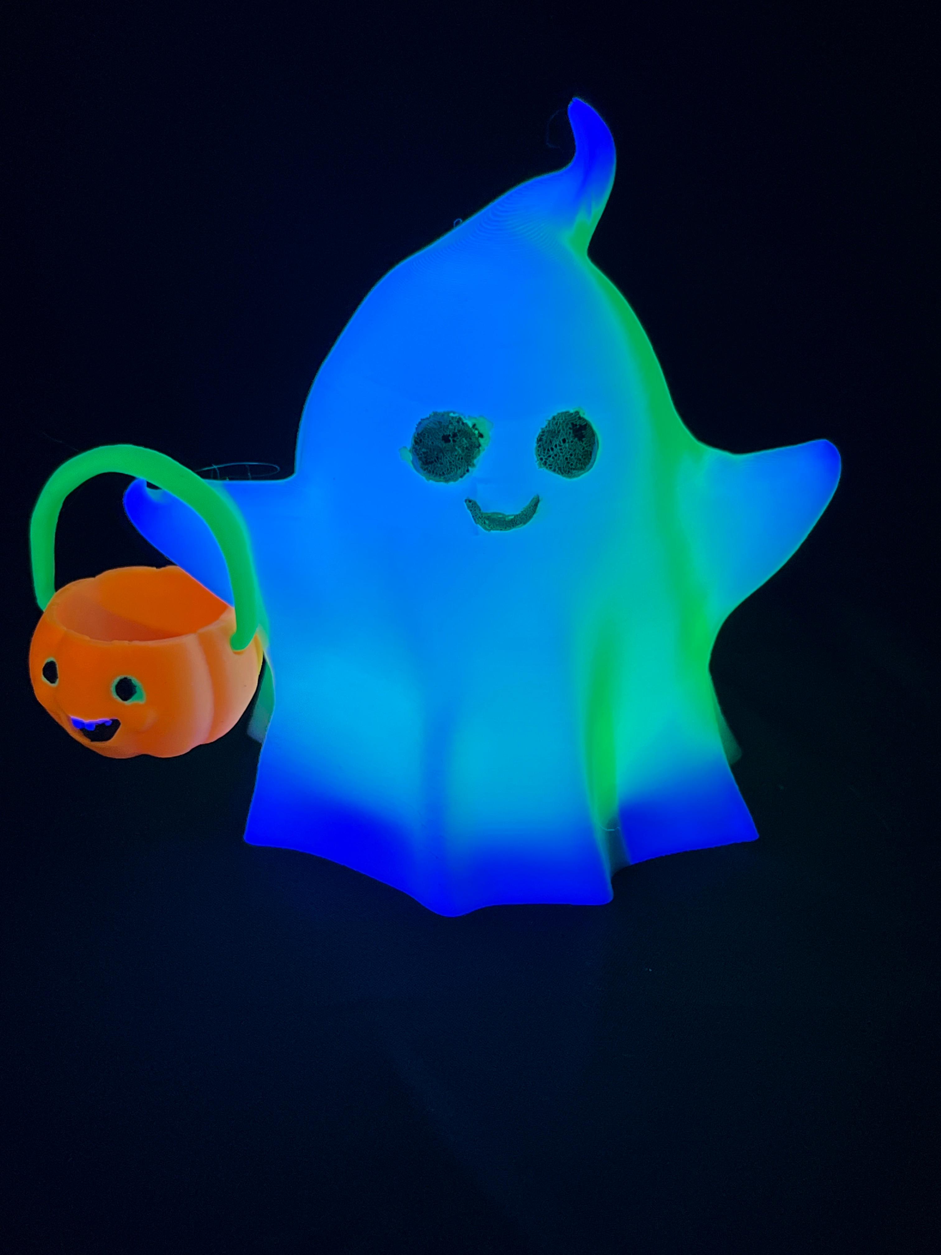 Halloween Ghost Holding a Pumpkin Basket 3d model