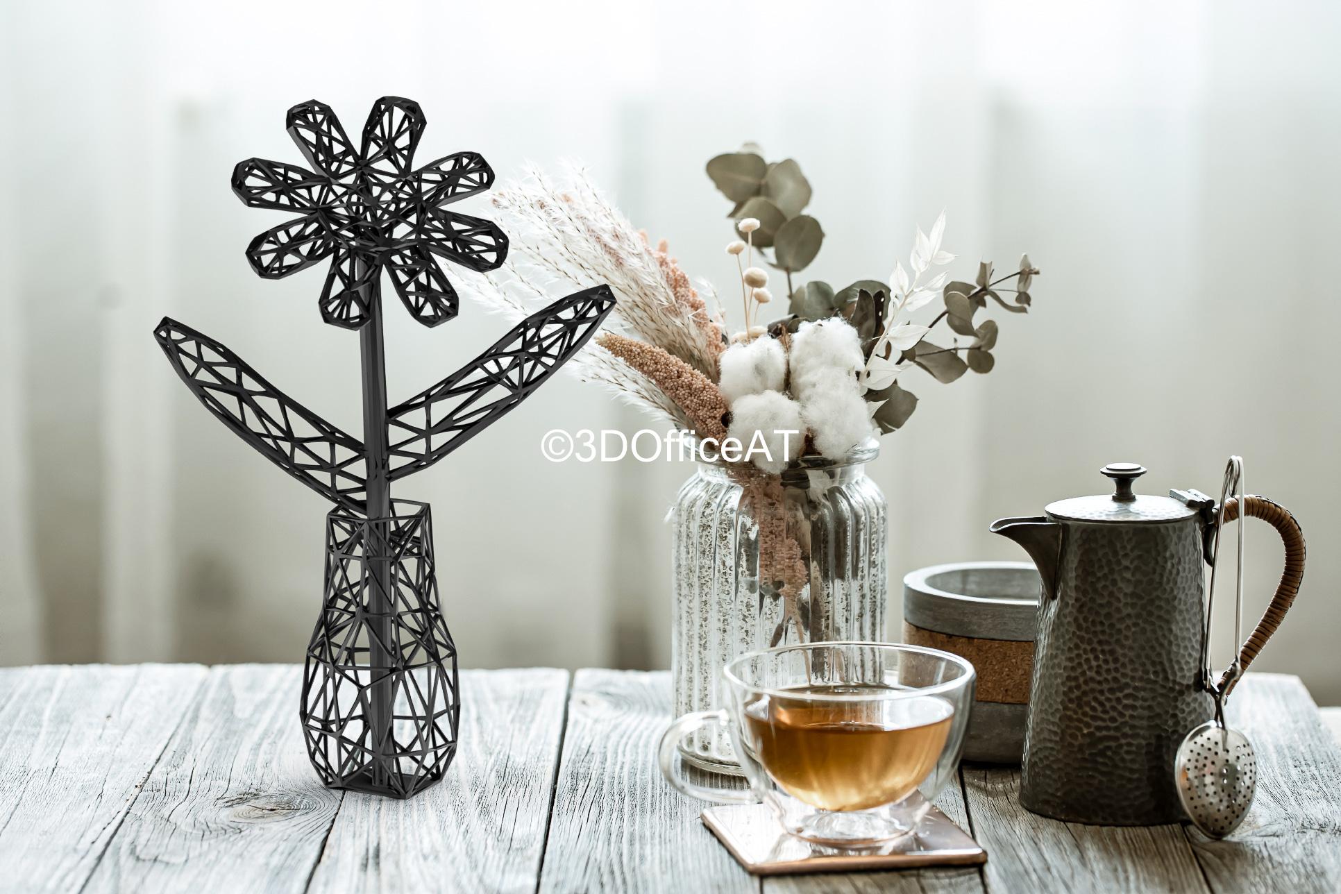 WIRE FRAME FLOWER - DESK DECOR FIGURE FOR RESIN PRINTING 3d model