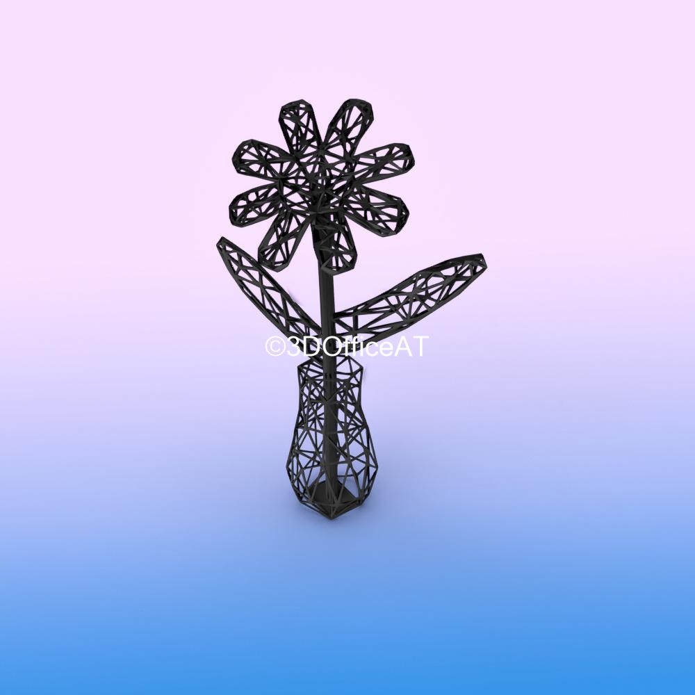 WIRE FRAME FLOWER - DESK DECOR FIGURE FOR RESIN PRINTING 3d model