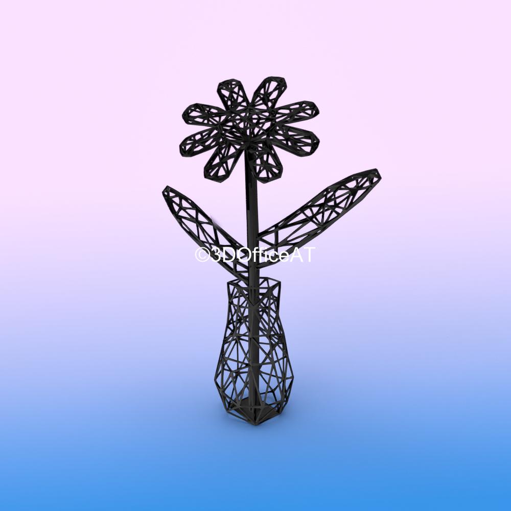 WIRE FRAME FLOWER - DESK DECOR FIGURE FOR RESIN PRINTING 3d model