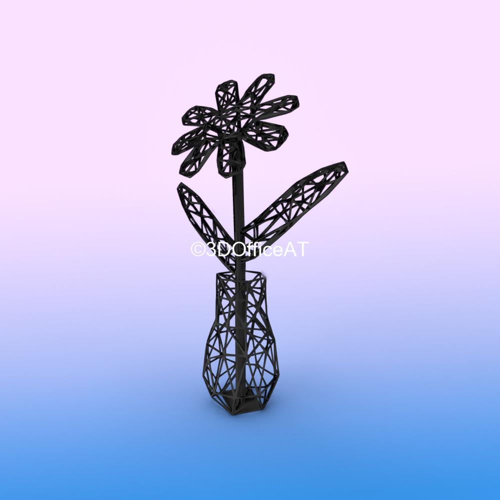 WIRE FRAME FLOWER - DESK DECOR FIGURE FOR RESIN PRINTING 3d model