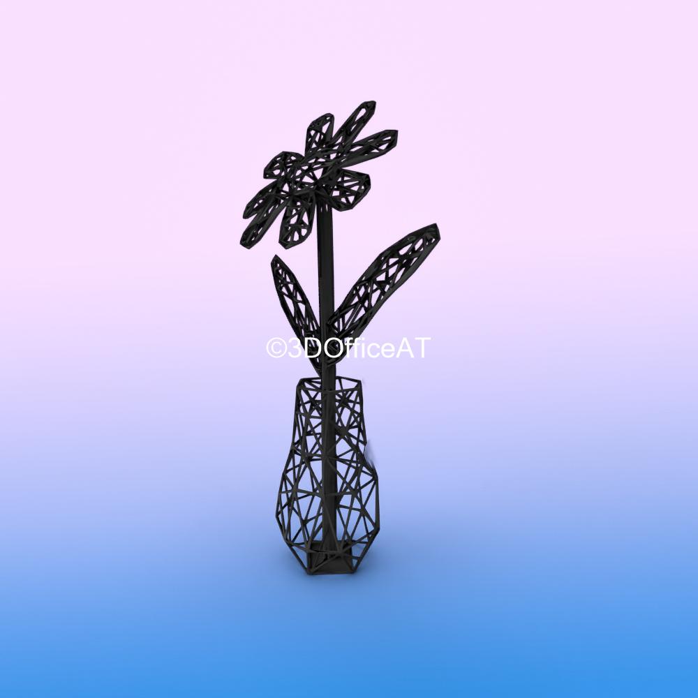 WIRE FRAME FLOWER - DESK DECOR FIGURE FOR RESIN PRINTING 3d model