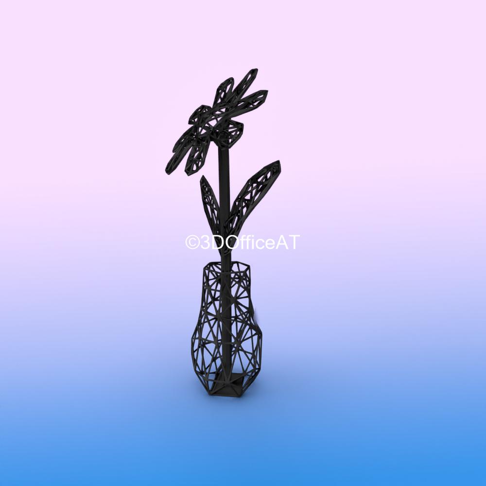 WIRE FRAME FLOWER - DESK DECOR FIGURE FOR RESIN PRINTING 3d model