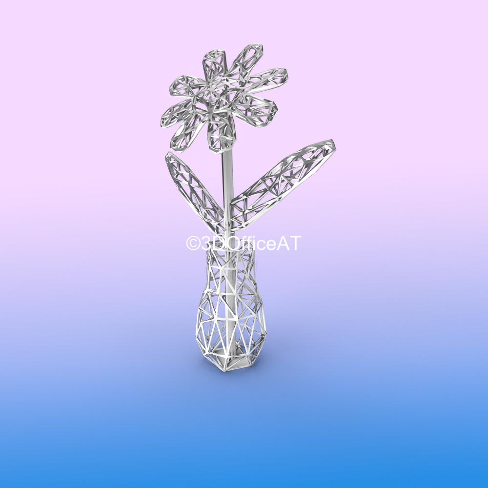 WIRE FRAME FLOWER - DESK DECOR FIGURE FOR RESIN PRINTING 3d model