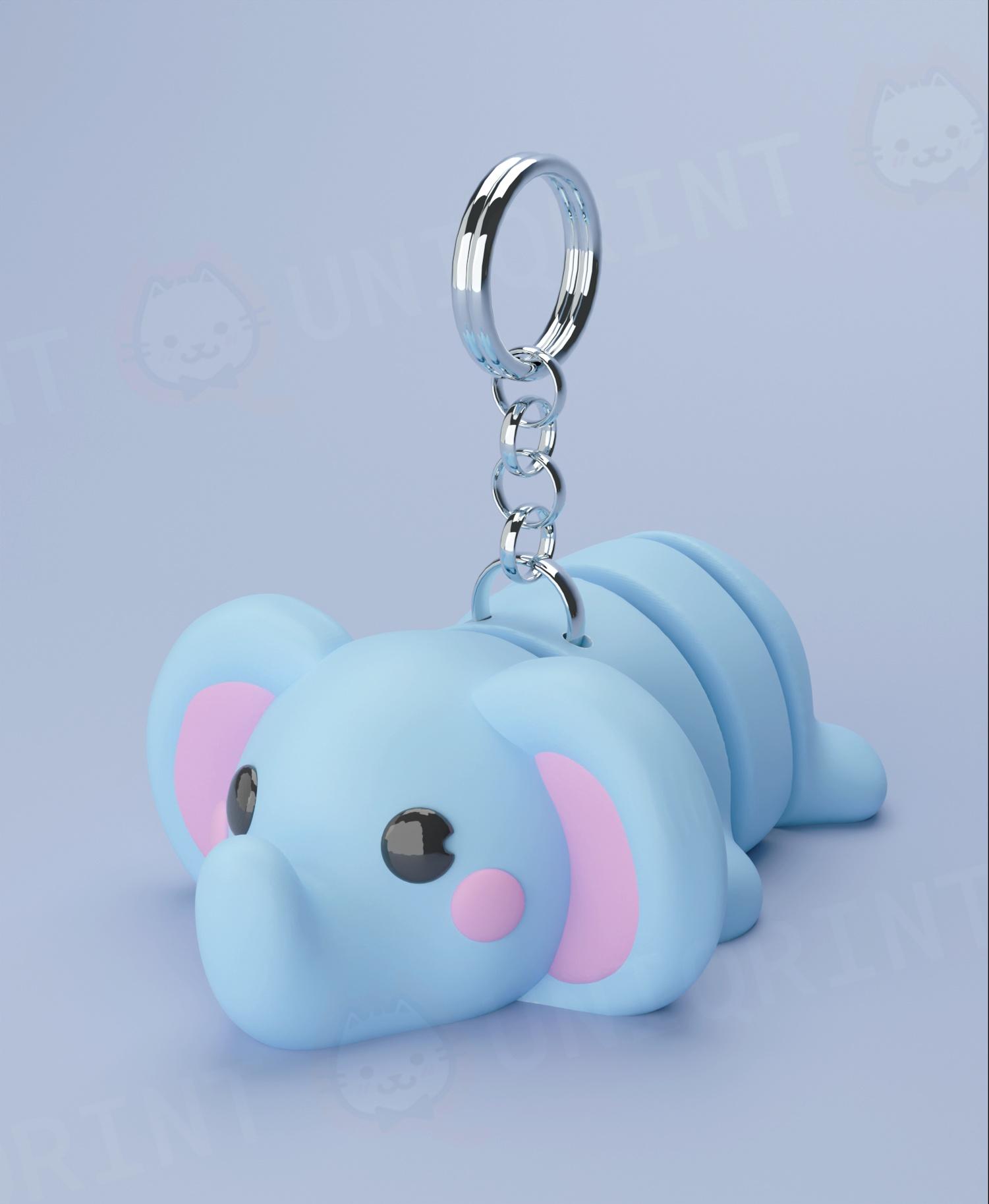 Flexi Elephant Keychain 3d model