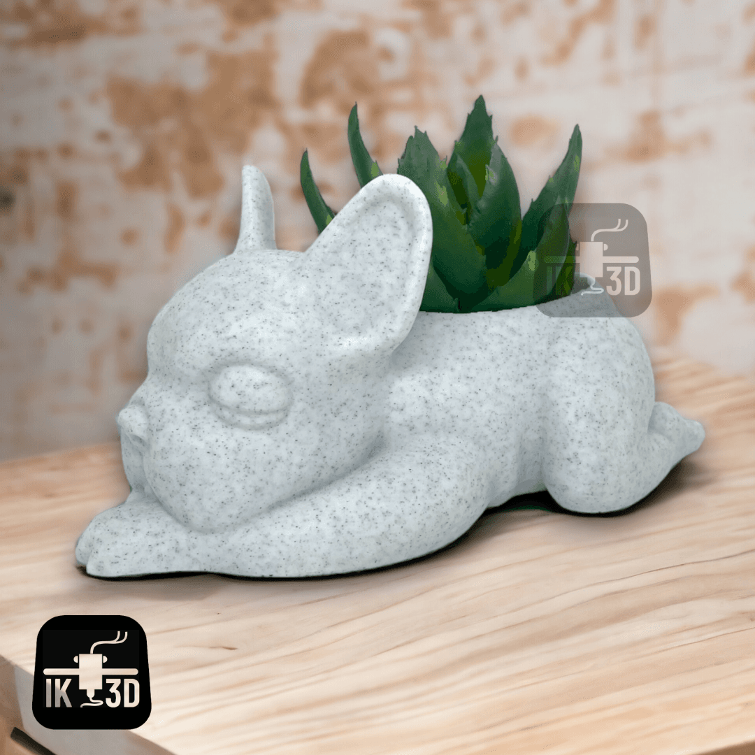 Sleepy French Bulldog Succulent Planter / No Supports 3d model