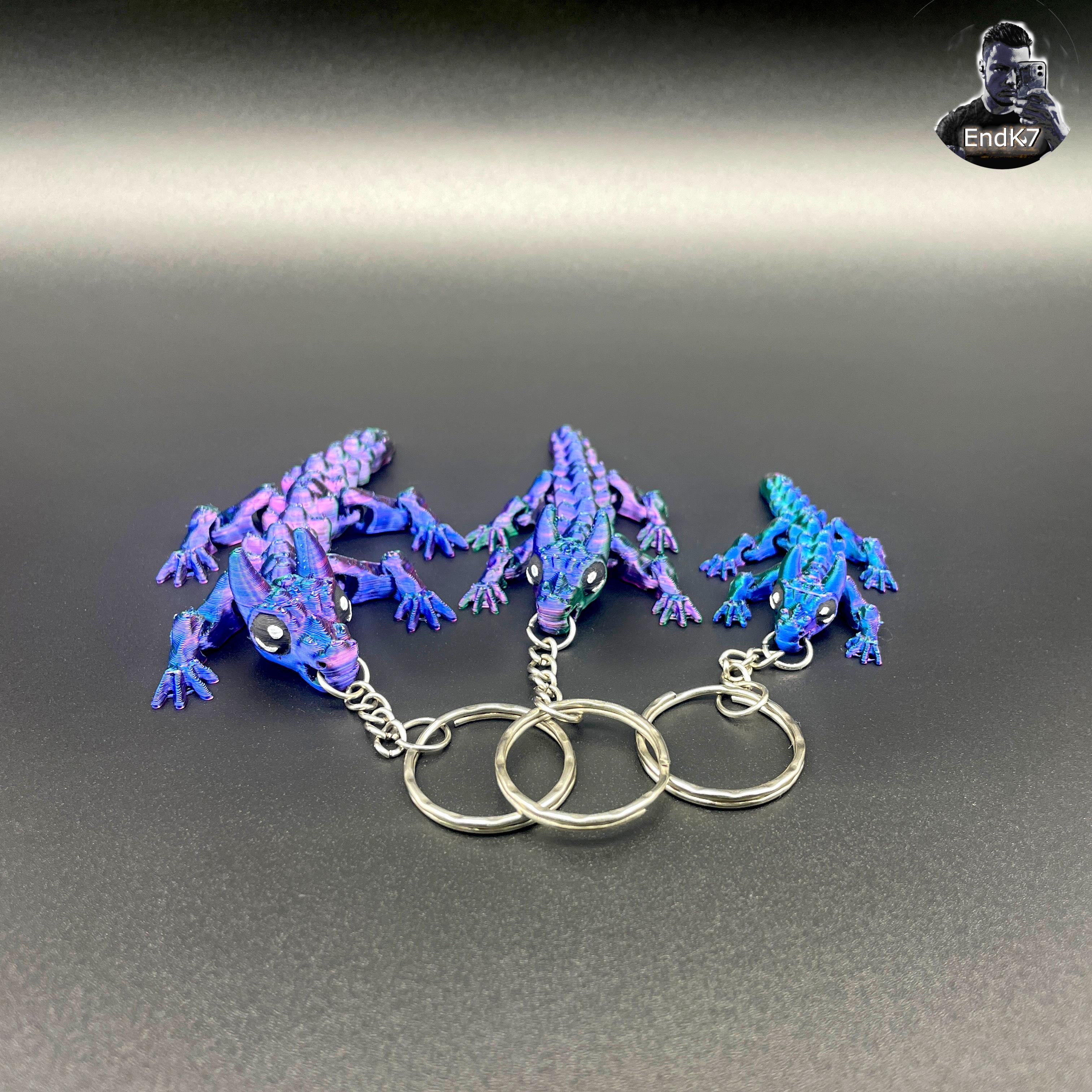 Baby Bull Dragon Keychain - Flexi - Print in Place - No Supports - Fantasy 3d model