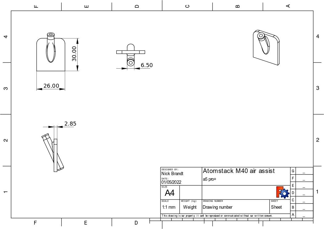  Atomstack x7 a5 pro+ M40 M50 air assist nozzle  3d model