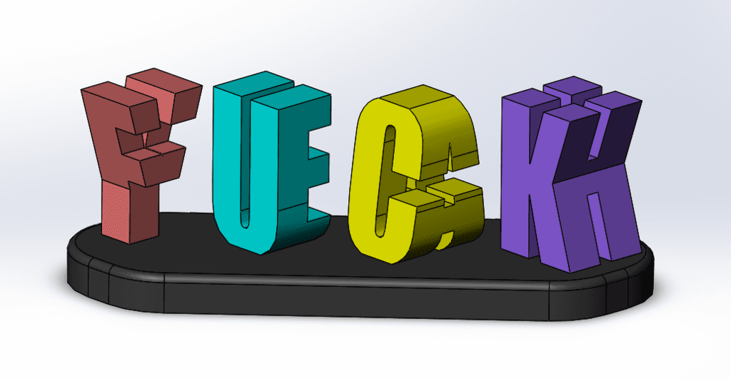 F yeah word illusion 3d model