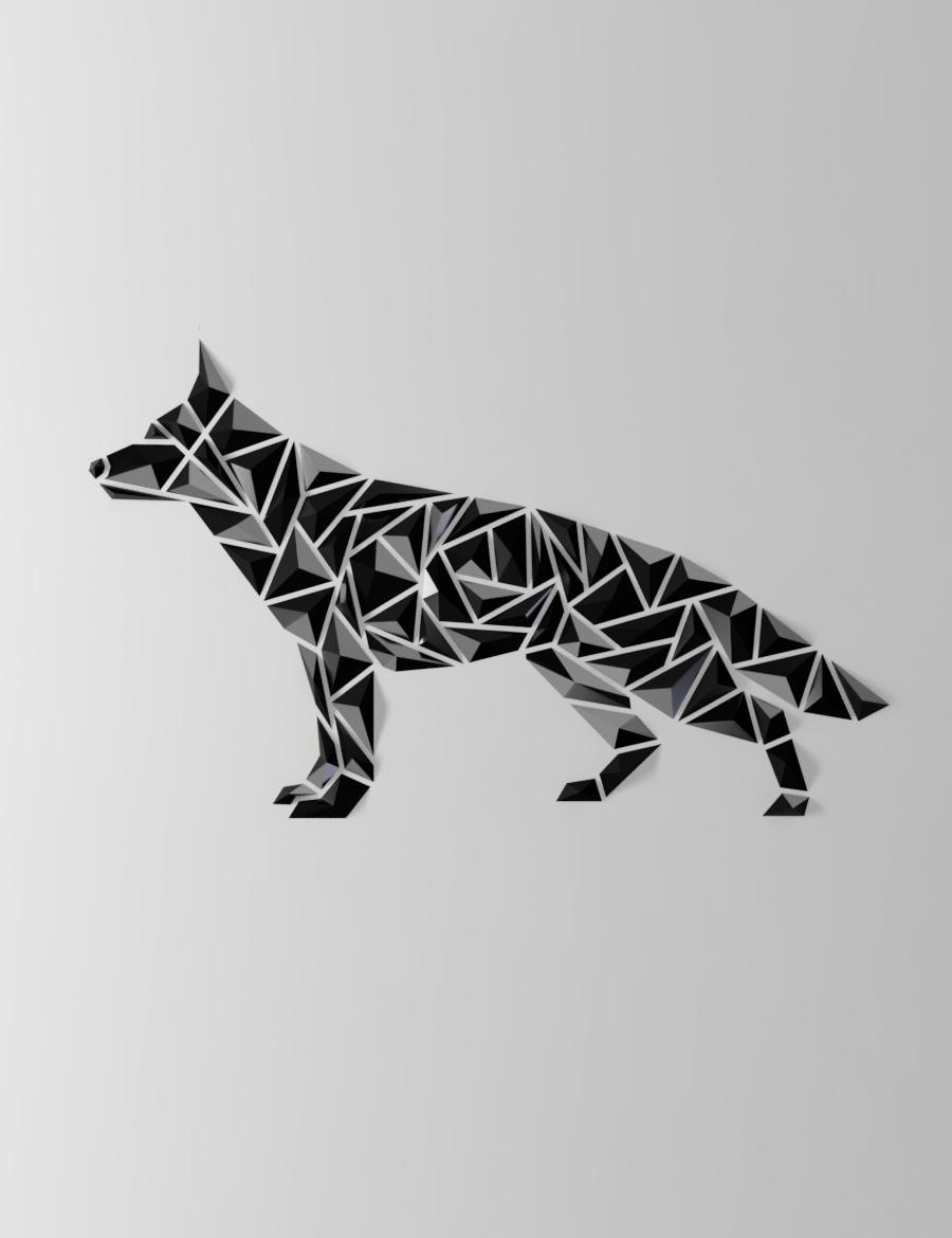 “German shepherd style” - Geometric dog wall art 3d model