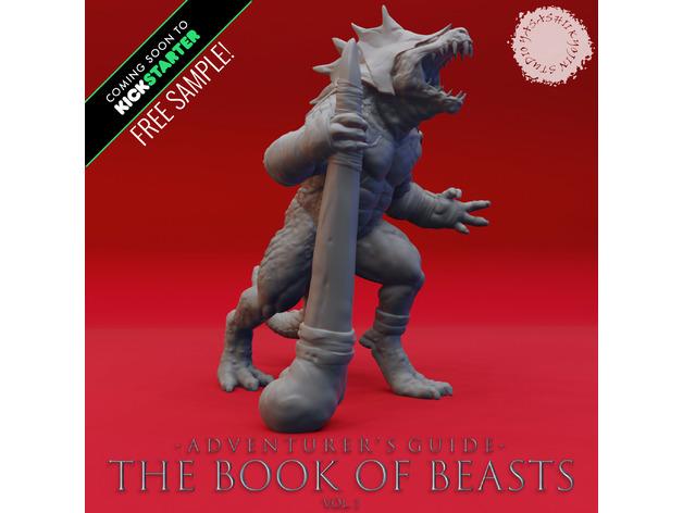 Lizardfolk War Chief - Book of Beasts KS Sample - Tabletop Miniature (Pre-Supported) 3d model