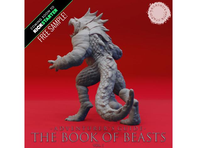 Lizardfolk War Chief - Book of Beasts KS Sample - Tabletop Miniature (Pre-Supported) 3d model