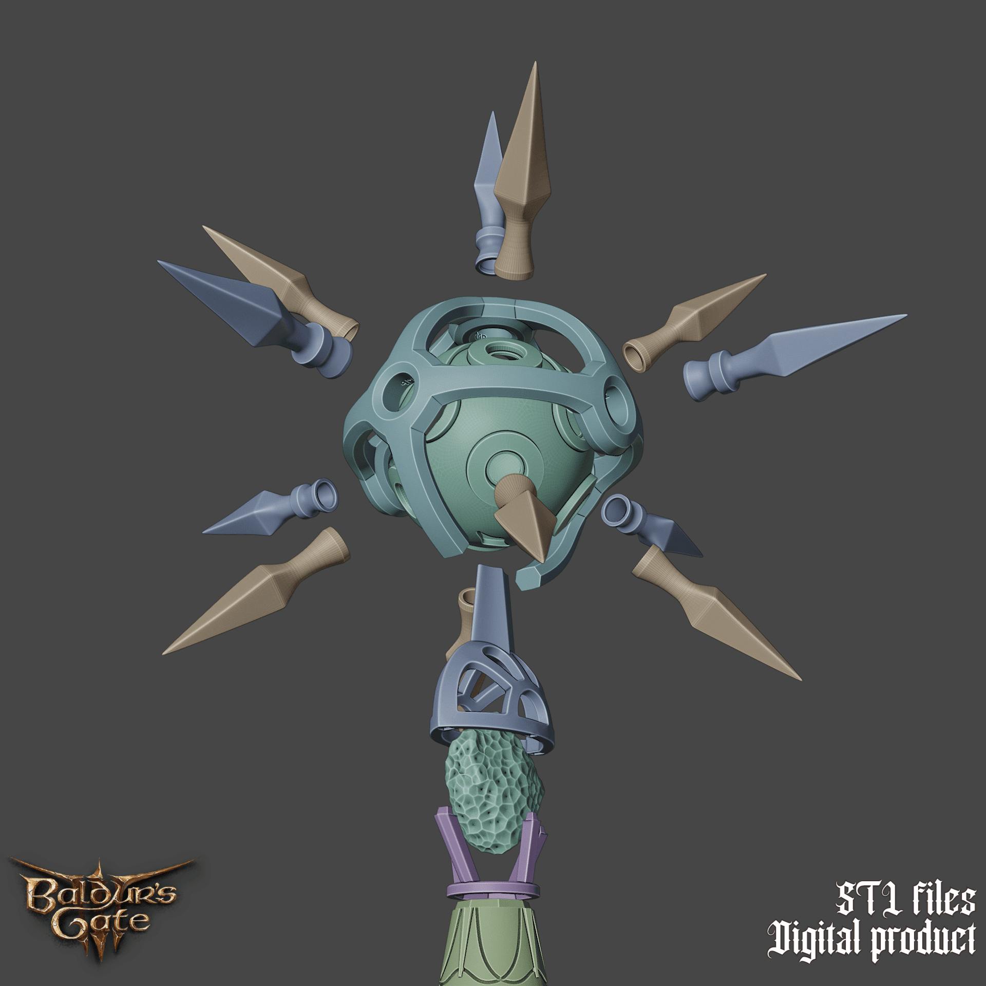 Fantasy Blood Of Lathander Legendary Mace Baldurs Gate 3 3d model