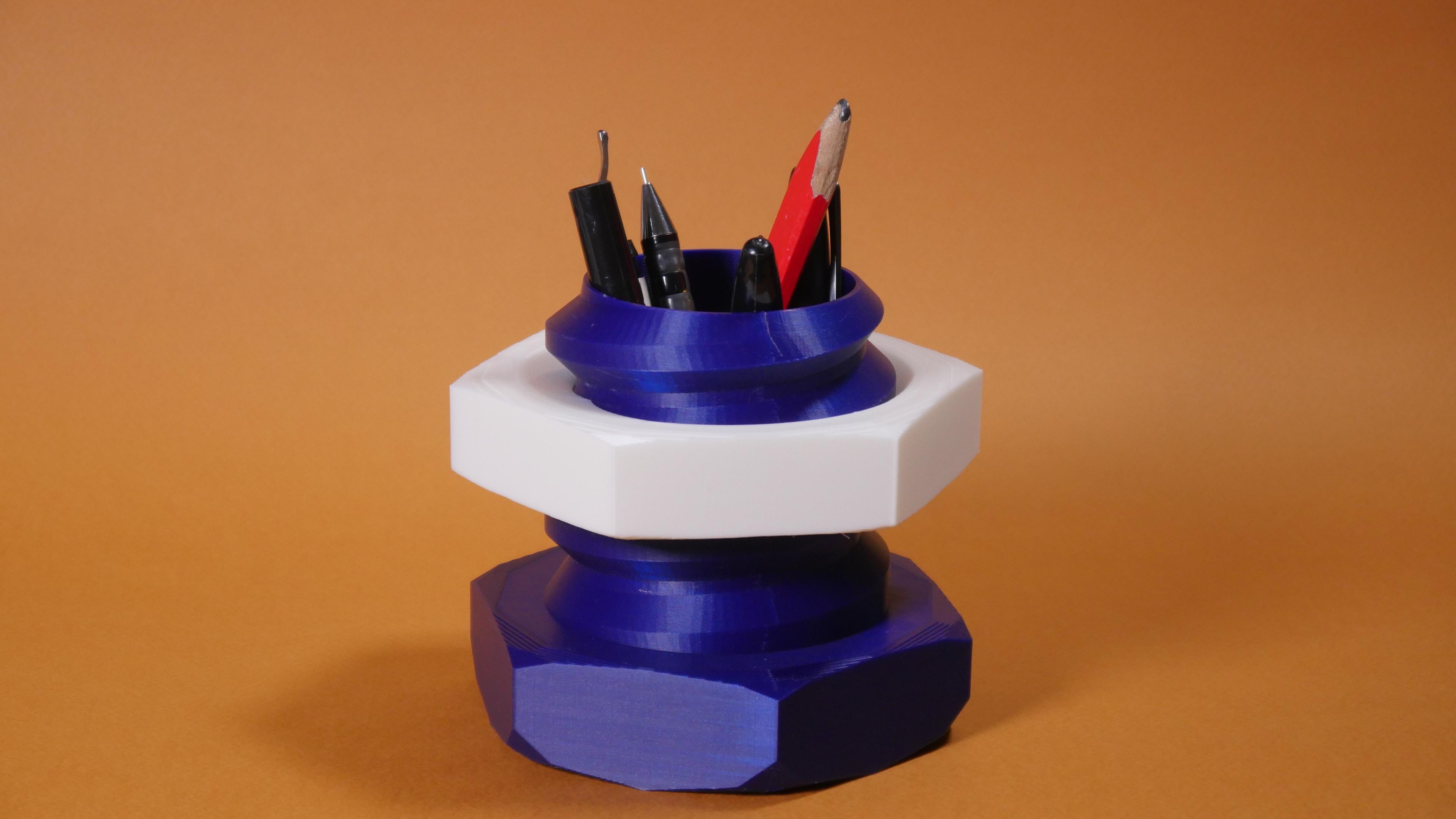 Bolt & Nut Pencil Pot 3d model