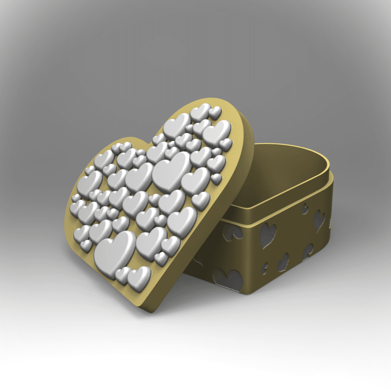 Hearts Gift Box (+Bambu 3mf) 3d model