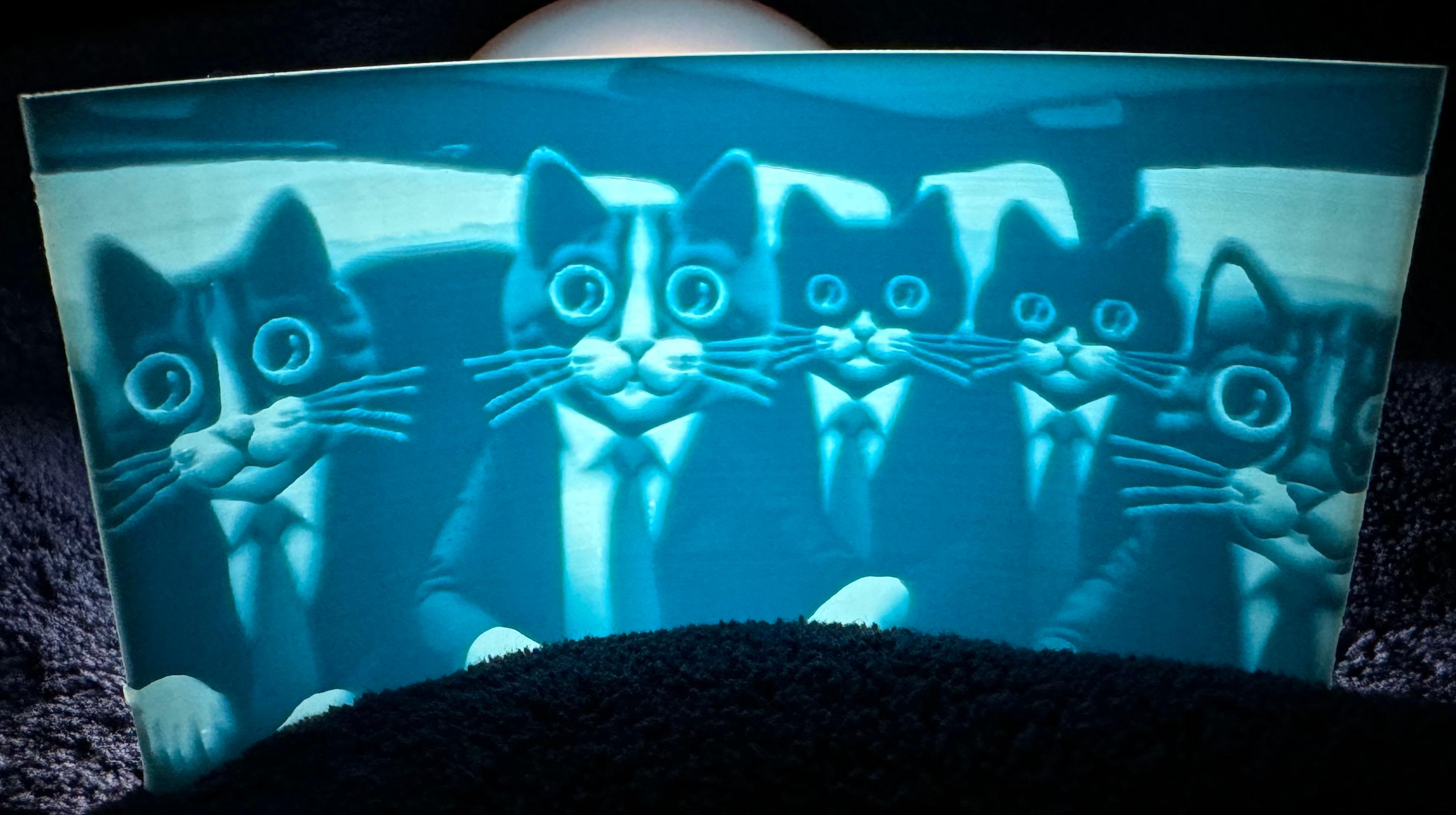 Lithophane of a Business Cat Board Meeting 3d model