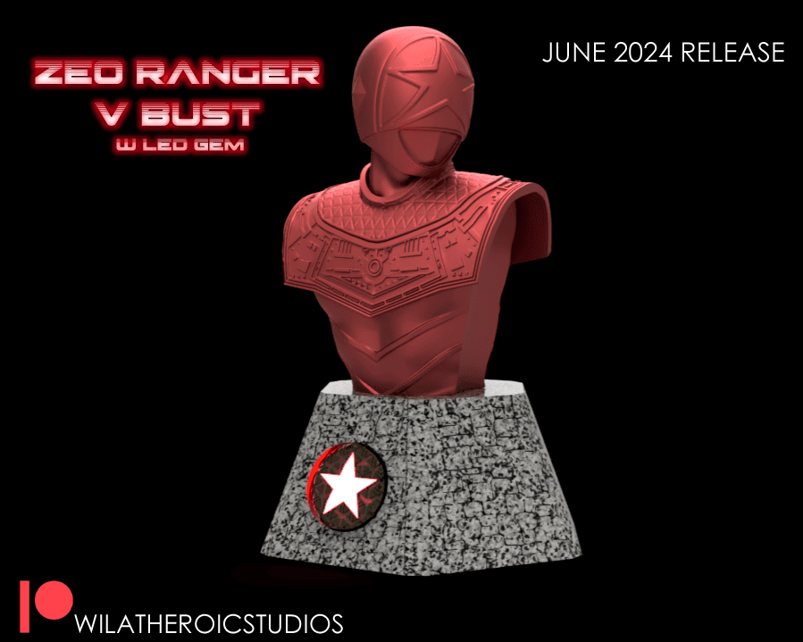 Zeo Ranger V Bust with LED Base 3d model