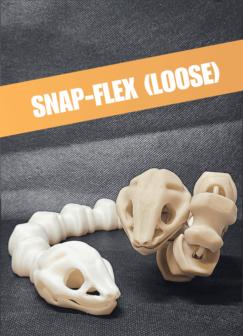 Sleek-Eyed Bone Snake (Loose) - Articulated Snap-Flex Fidget 3d model