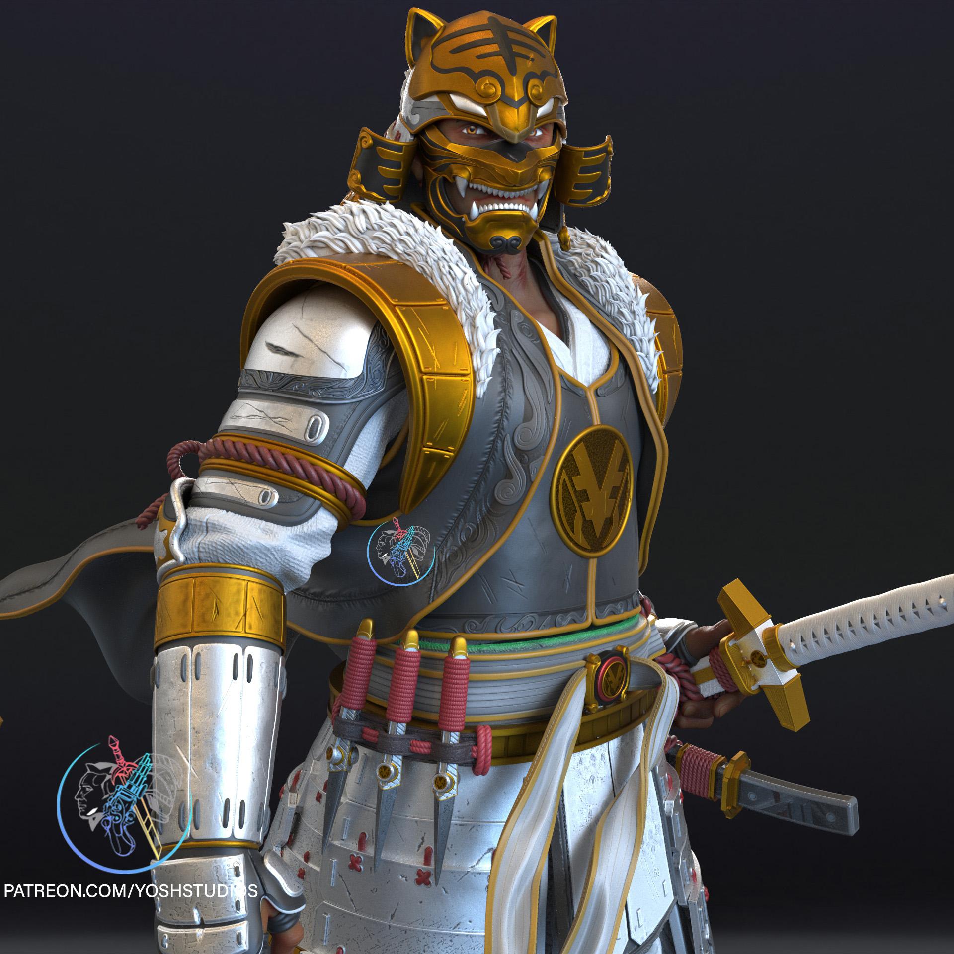 Sengoku White Ranger Statue 3D Printer File STL 3d model