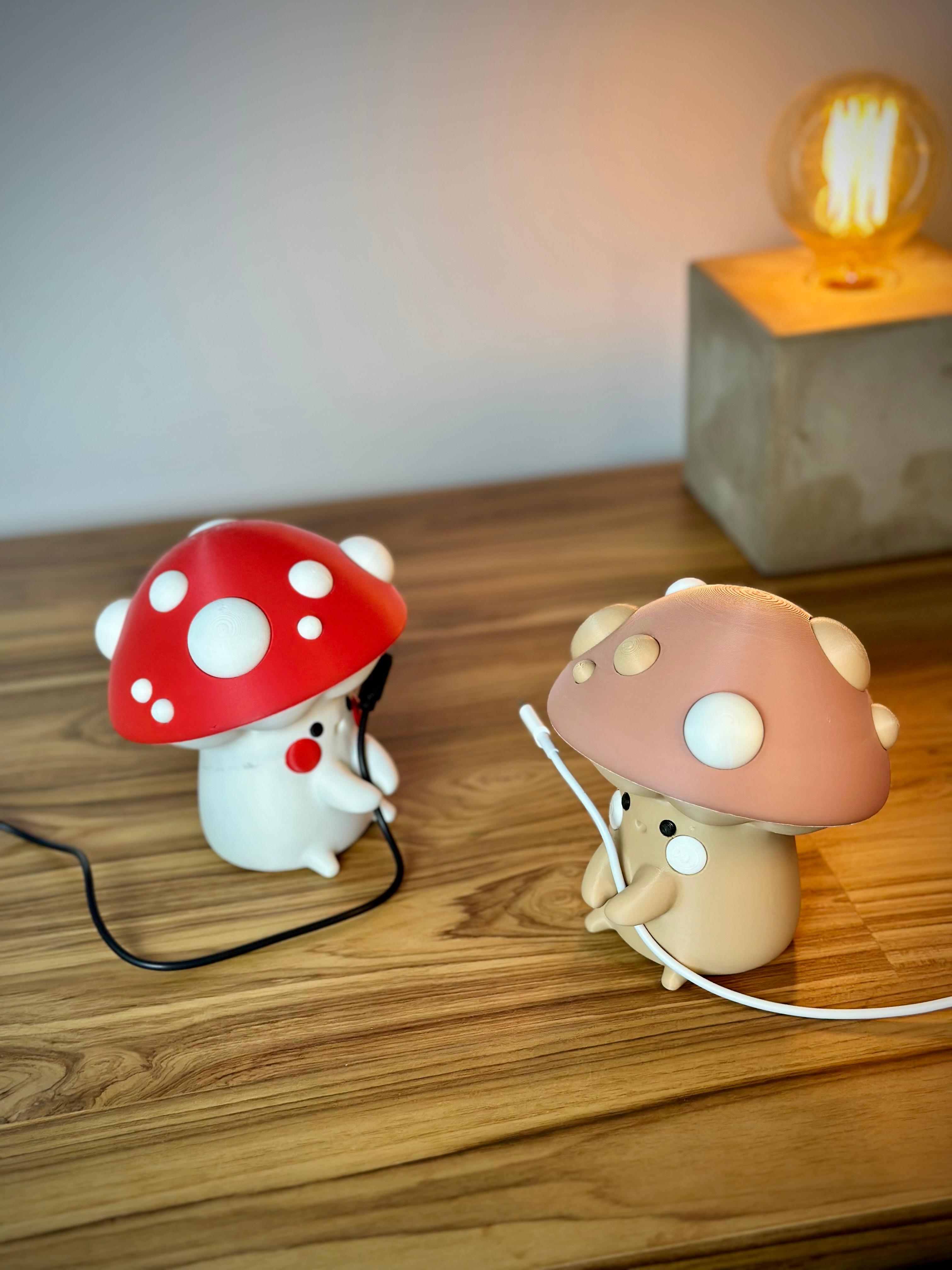 Cable Holder Cute Mushroom - Secret Stash - Print-in-Place 3d model