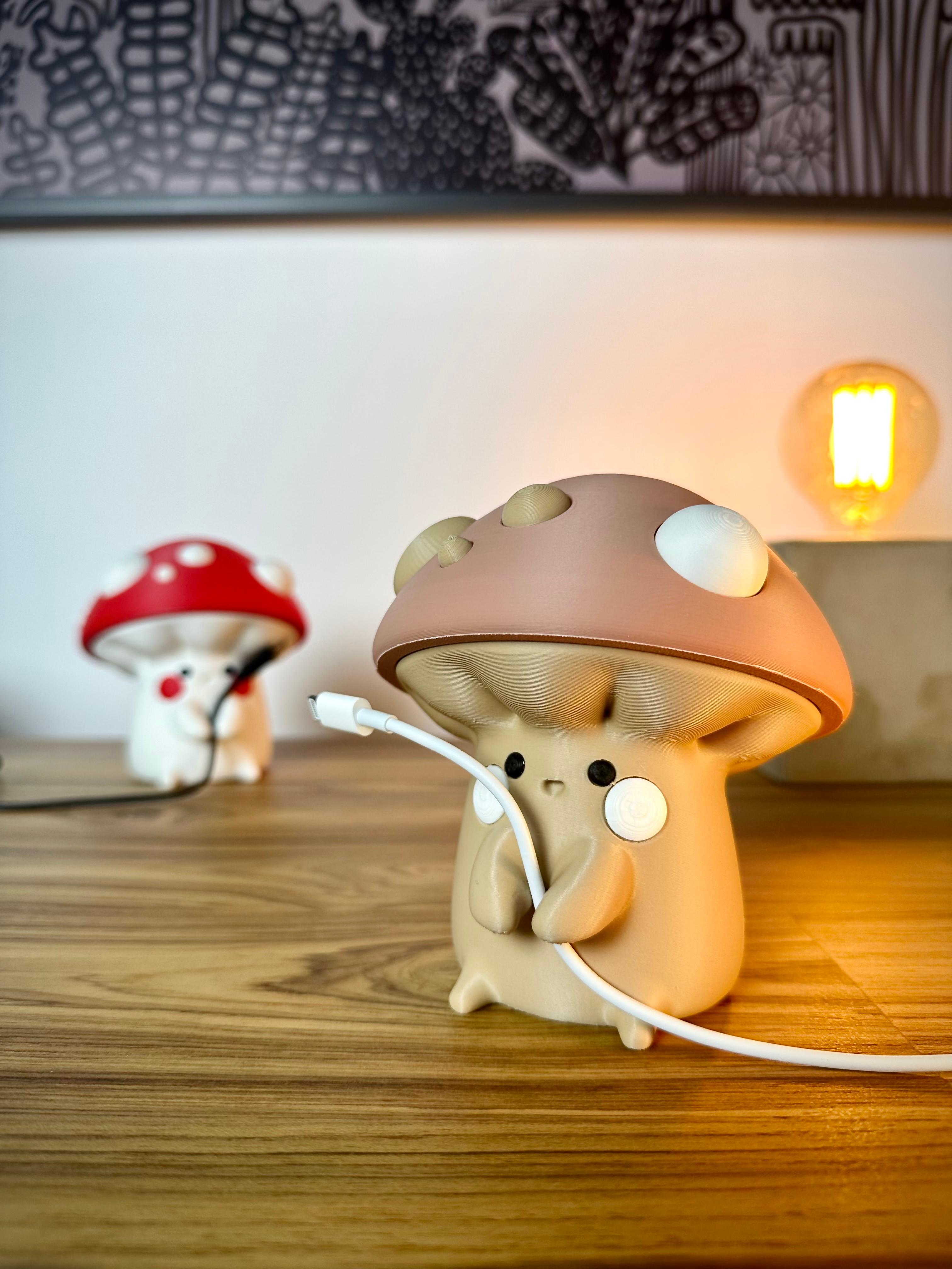 Cable Holder Cute Mushroom - Secret Stash - Print-in-Place 3d model