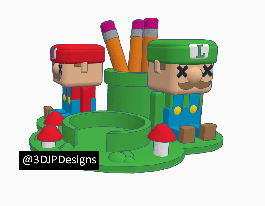 SUPER MARIO & LUIGI Desk Organizer BackToSchool  3d model