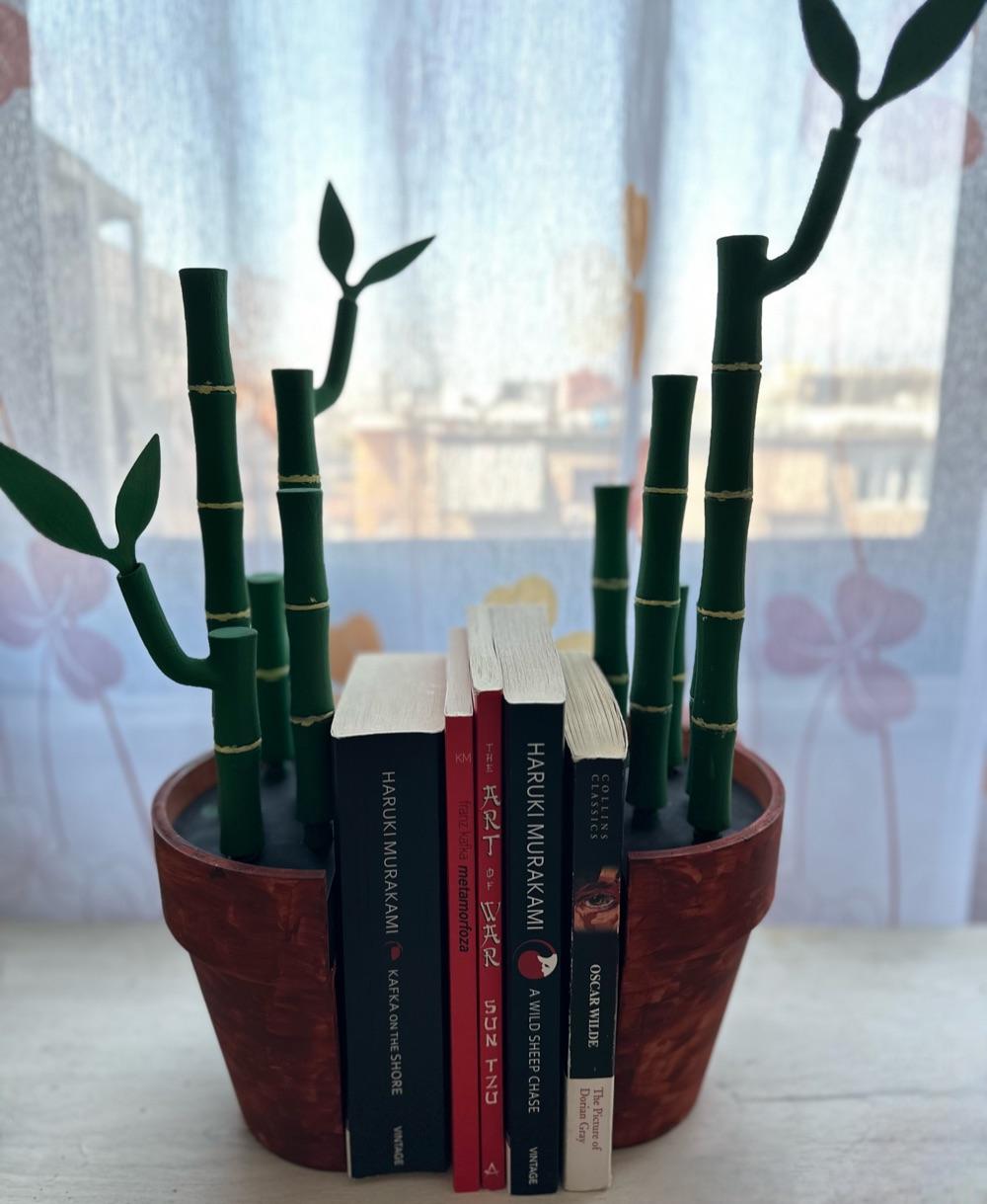 Bambookends - Bamboo Functional Plant with Pens, Highlighters, Post it note dispenser, and Bookmarks 3d model