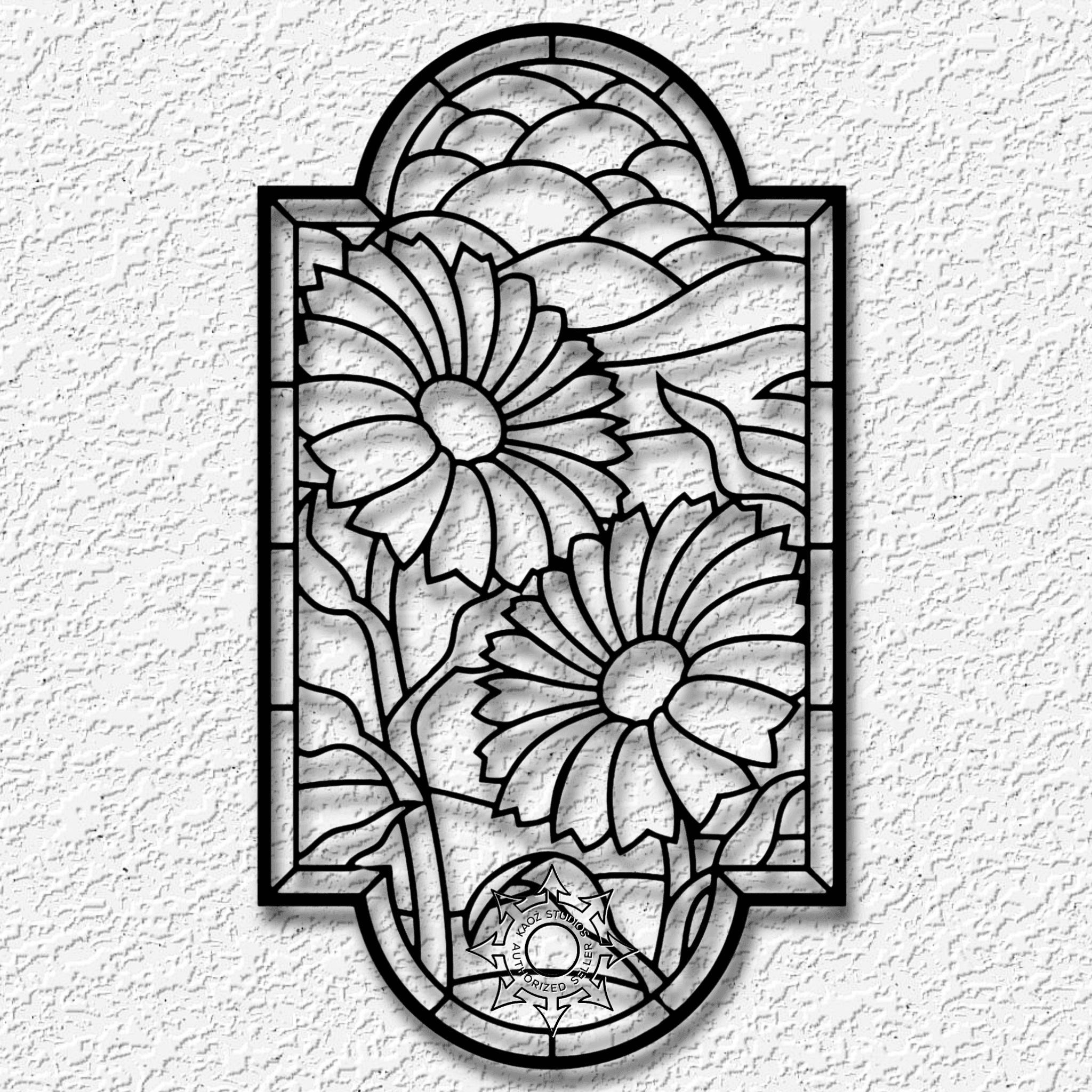 Stained glass flowers wall art sunfloewr decor 3d model