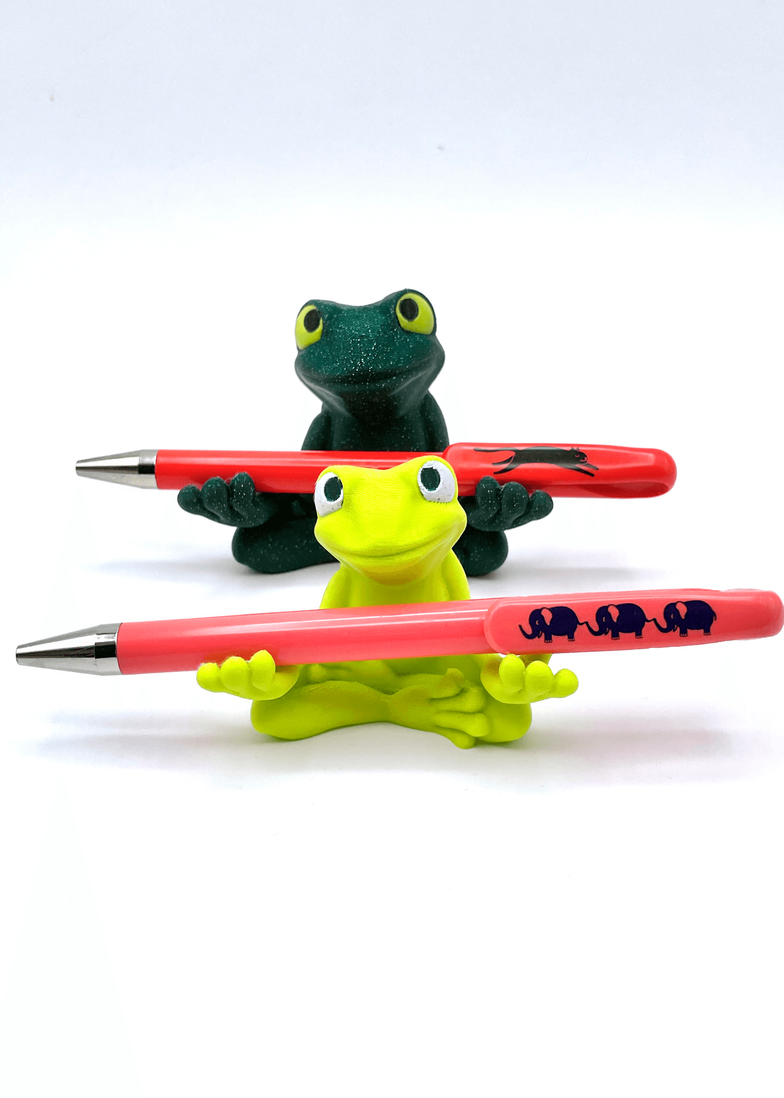 Pen holder Frog buddy - Fun frogs in Polymaker Galaxy Dark Green & Lime Green PLA! - 3d model