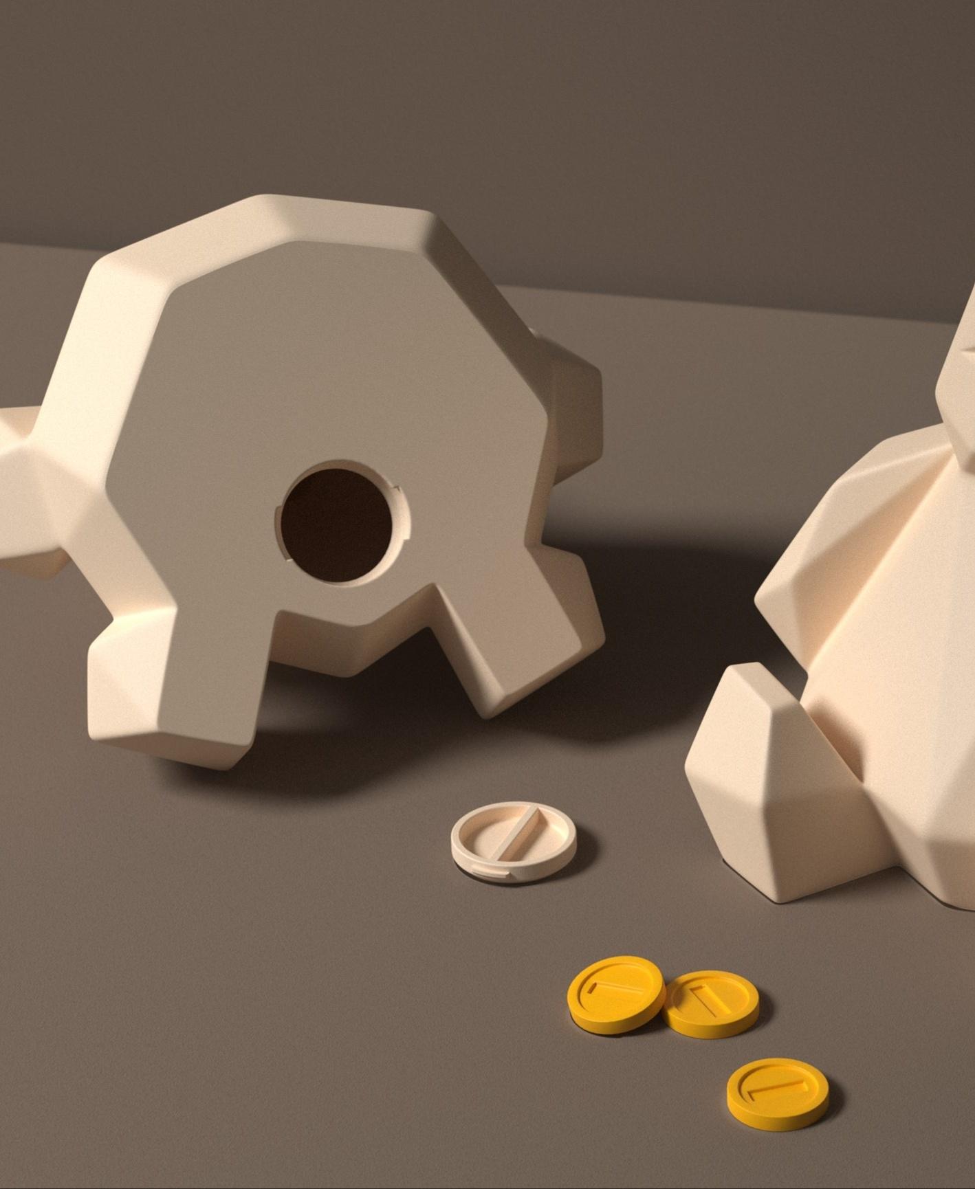 Low-poly Snorlax - Piggy Bank 3d model