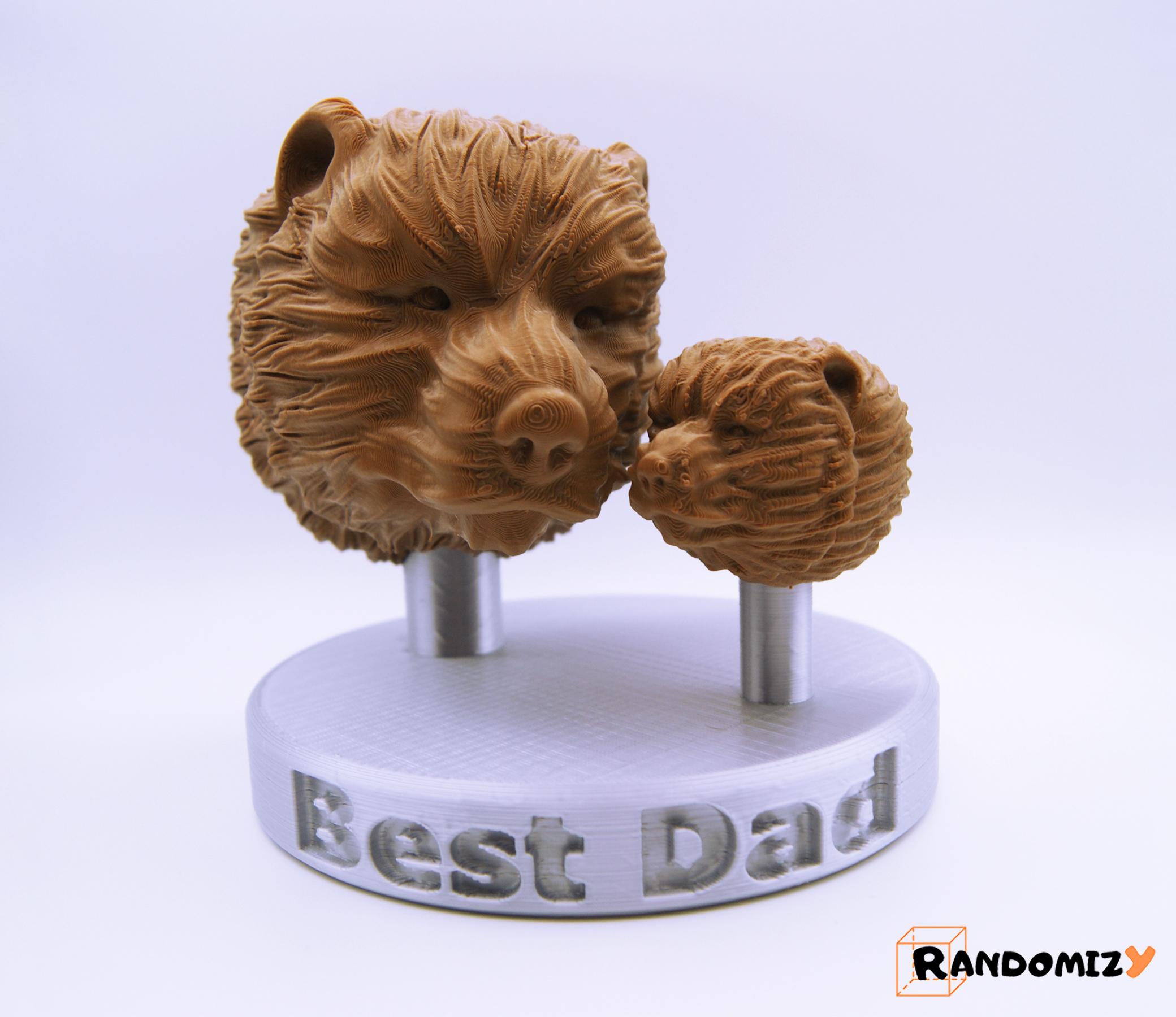 Father's Day (Bear) Statue [Round Base - Best Dad] 3d model