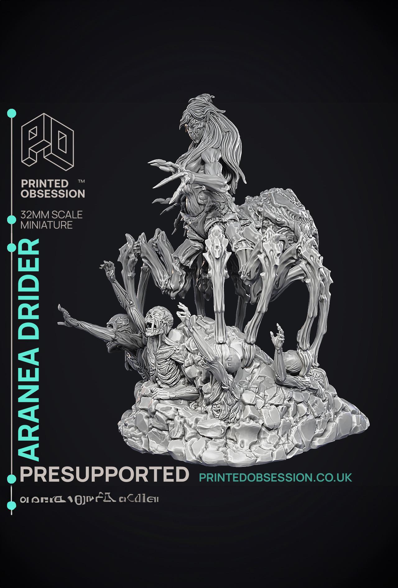 Aranea - Drider of Lolth -  PRESUPPORTED - Illustrated and Stats - 32mm scale 3d model